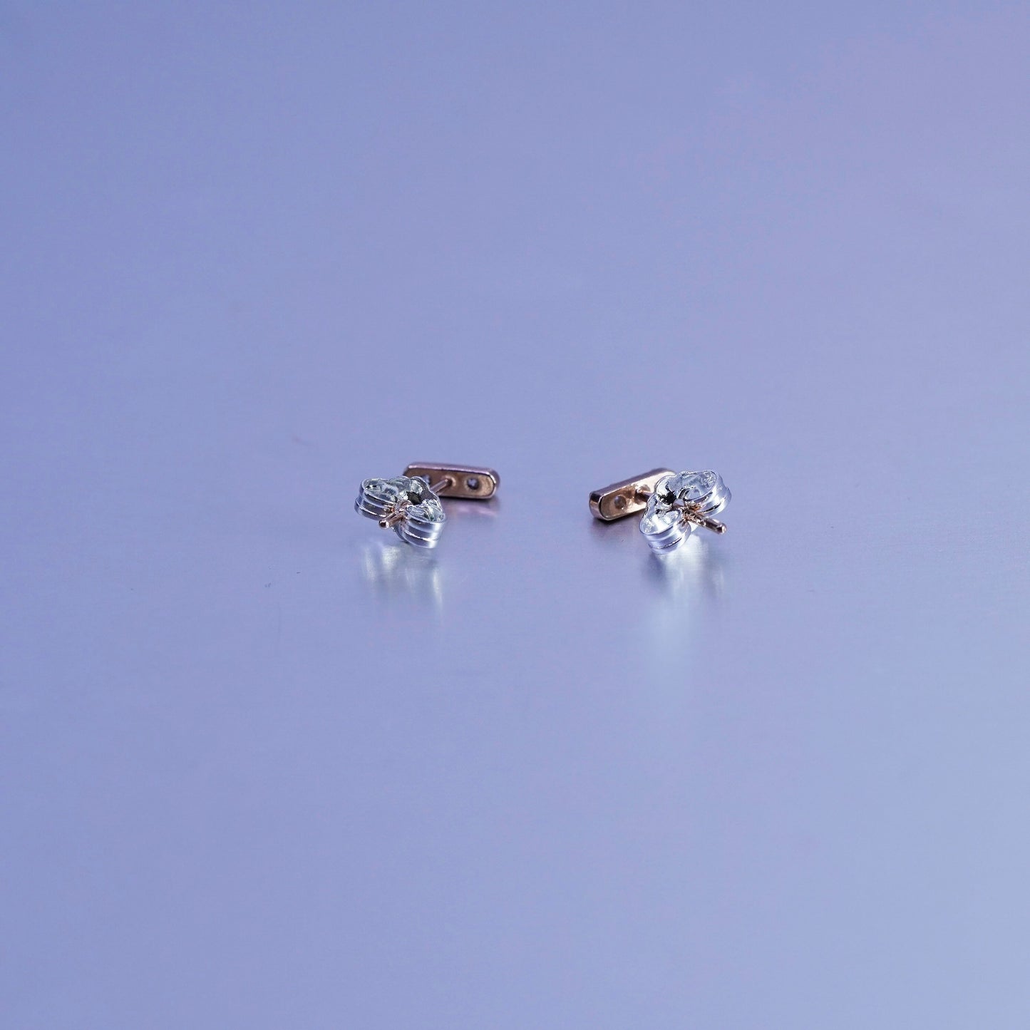 Vintage vermeil rose gold over Sterling 925 silver earrings, studs with cz