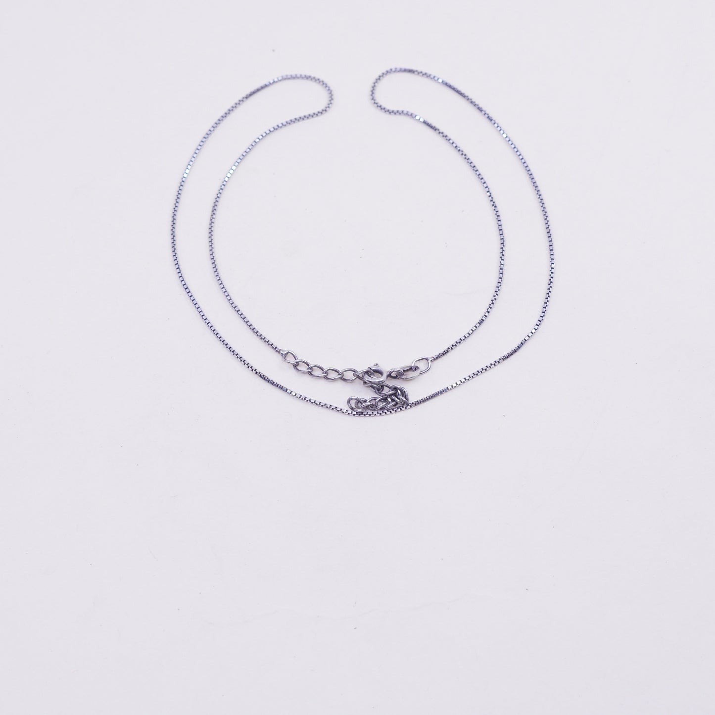 16+2”, Vintage Italian sterling 925 silver box chain, necklace