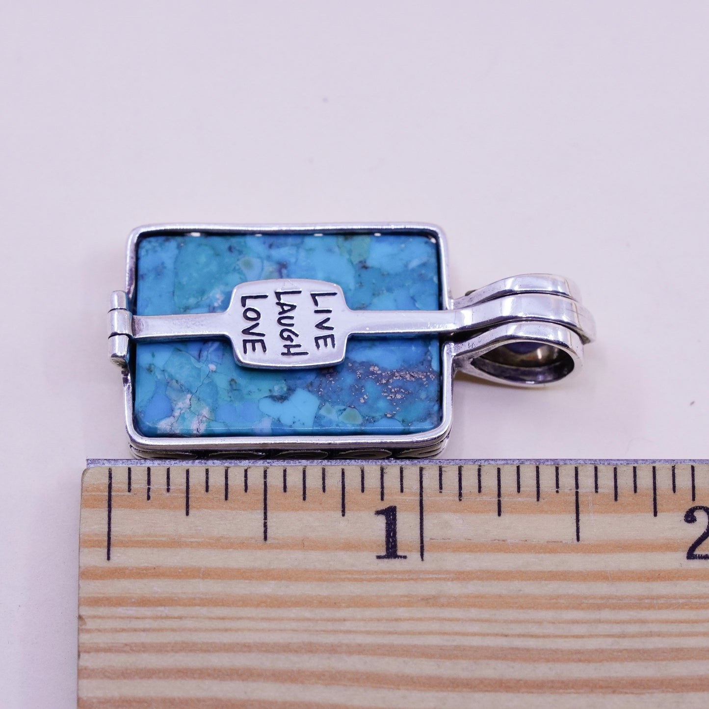 vintage silpada sterling silver pendant, 925 life of tree with Square Turquoise