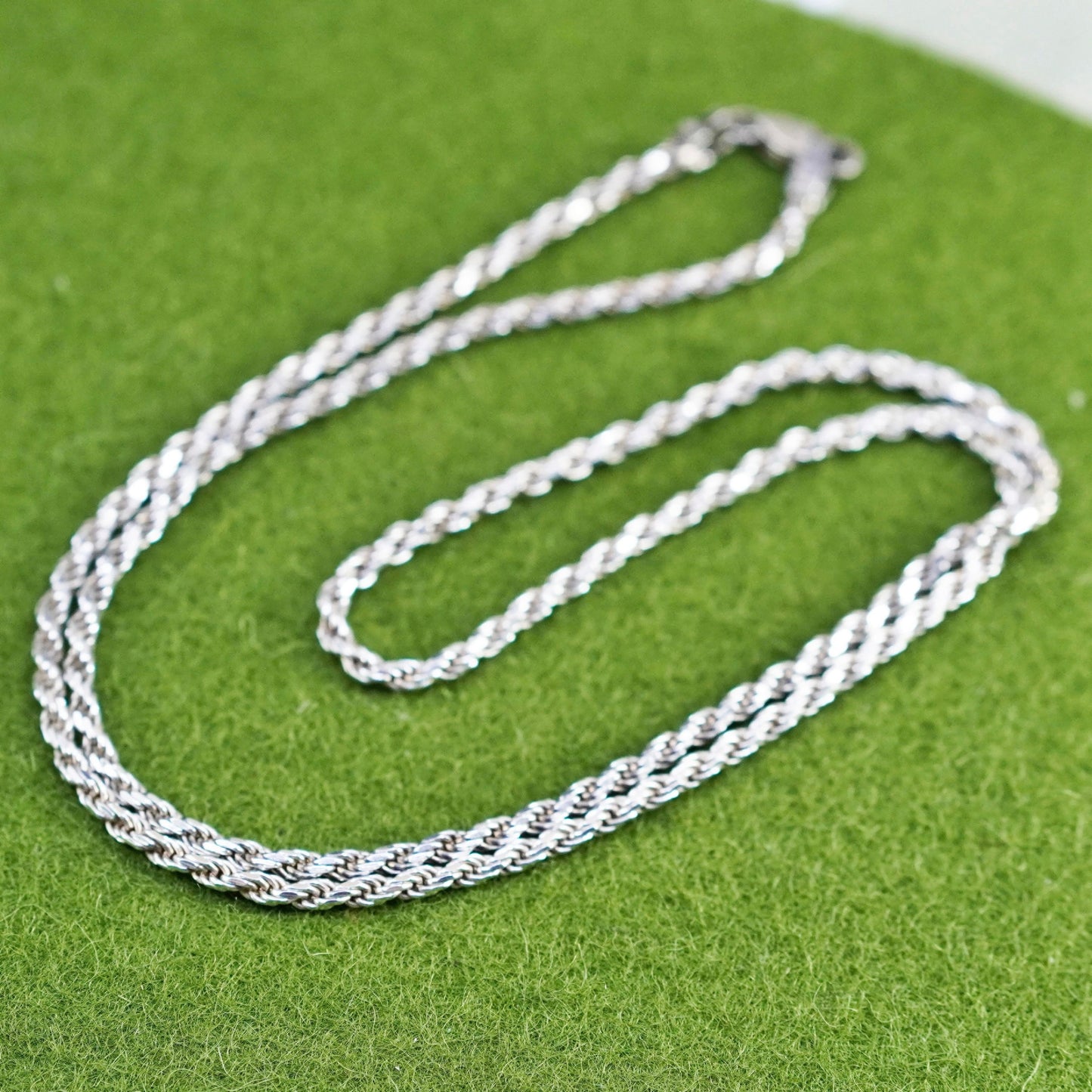 20” 2mm, vintage sterling silver necklace, 925 rope chain