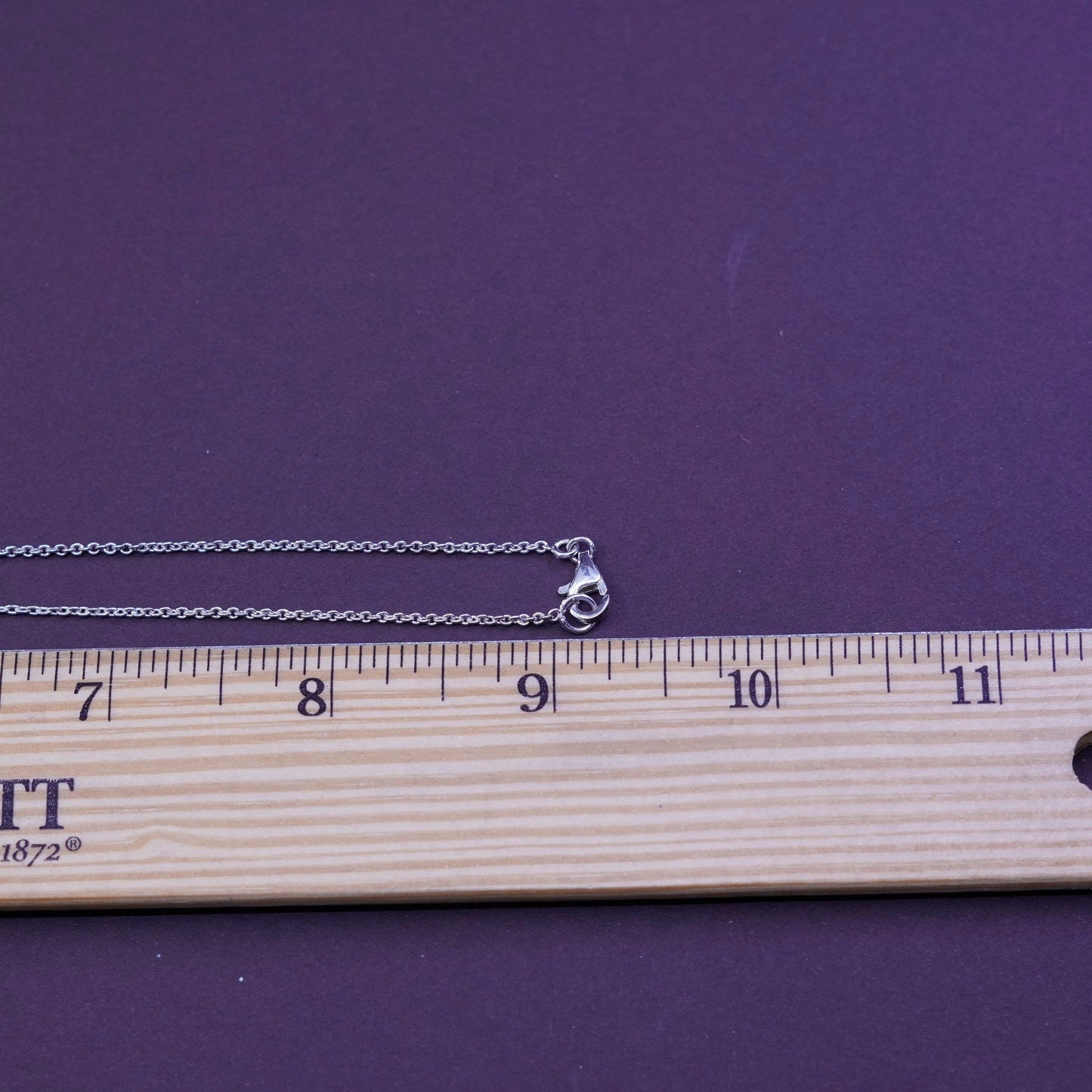 16”, vintage Sterling silver necklace, 925 circle chain with Cz oval pendant