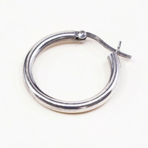 1”, Italy 925 Sterling Silver Hoop Pierced Earrings, 925 silver huggie