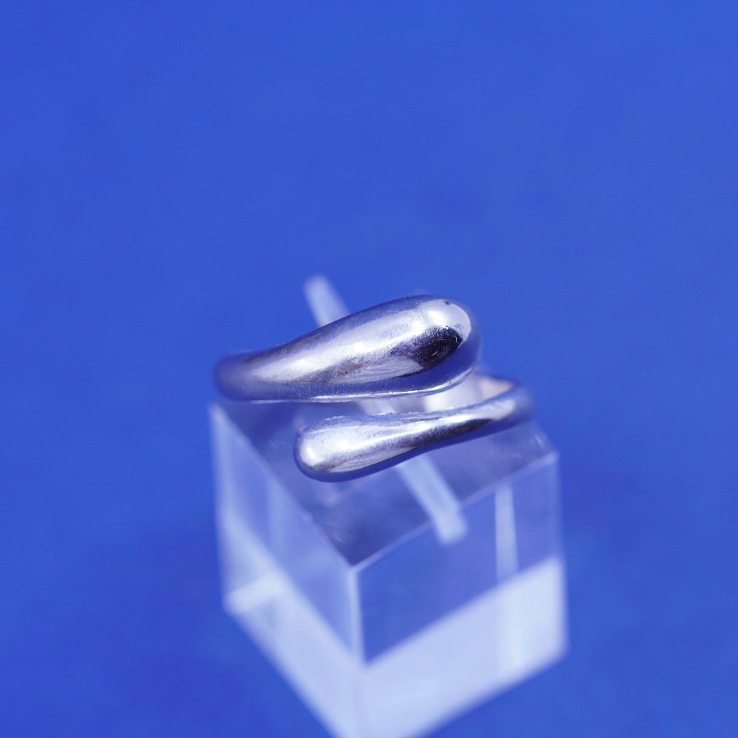 Size 8.25, vintage Sterling silver handmade wrapped ring, 925 statement band