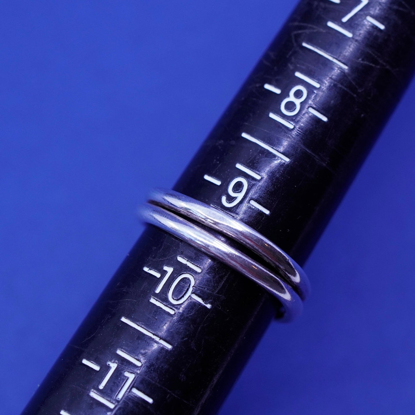 Size 9.25, vtg Sterling silver handmade wrap ring, 950 statement ring w/ heart
