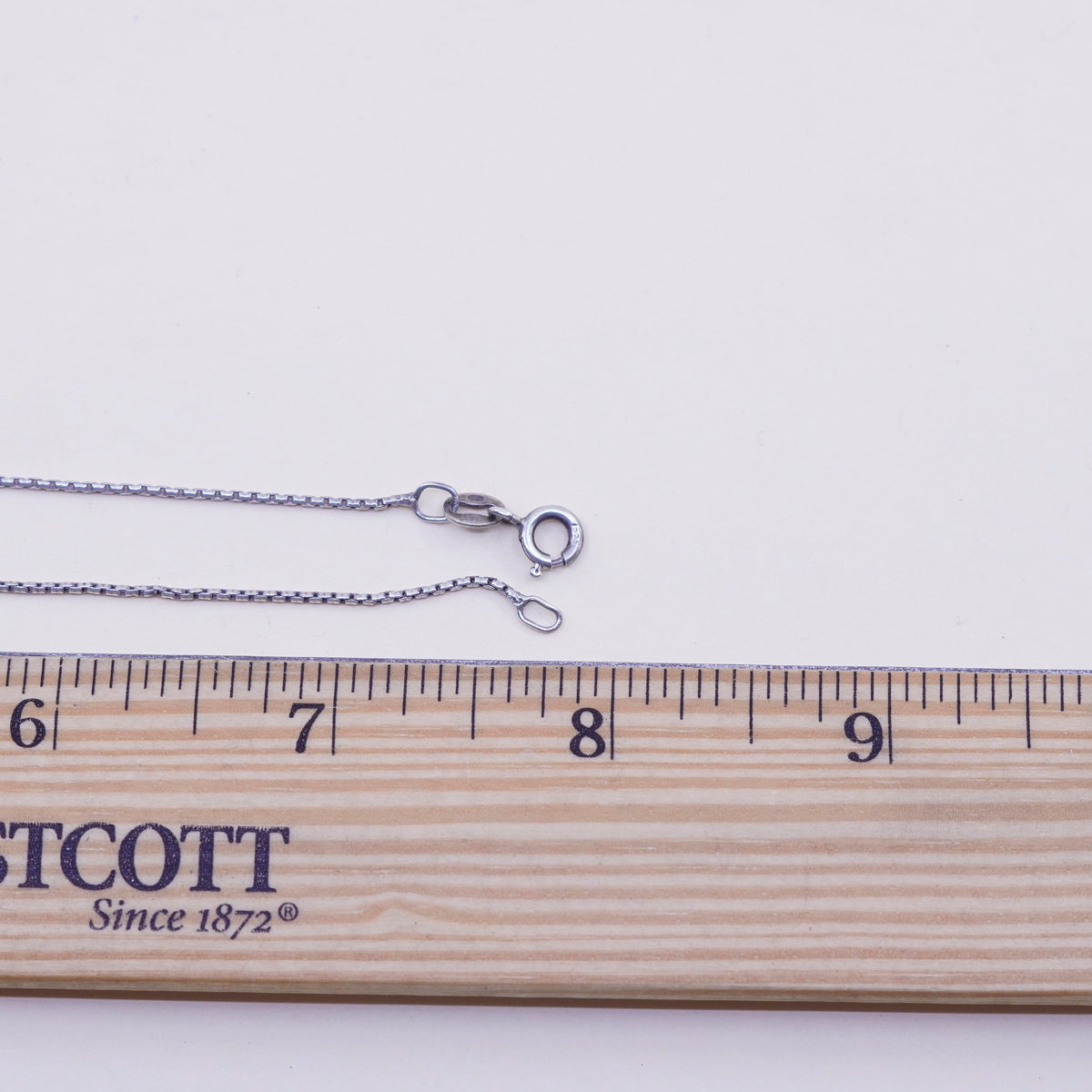16”, 1mm, Vintage sterling silver Italy 925 silver box chain, necklace