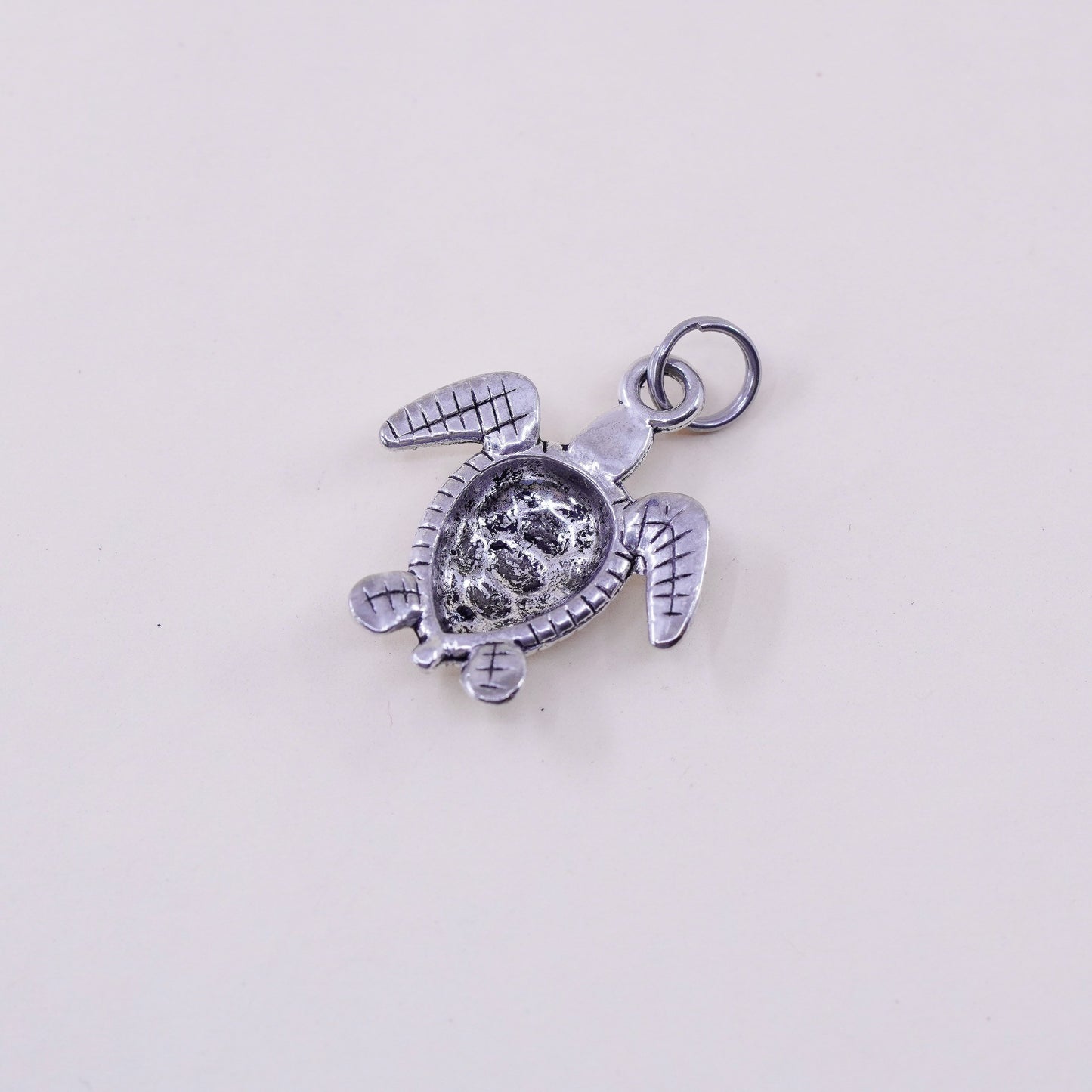 Vintage sterling silver handmade pendant, 925 turtle charm