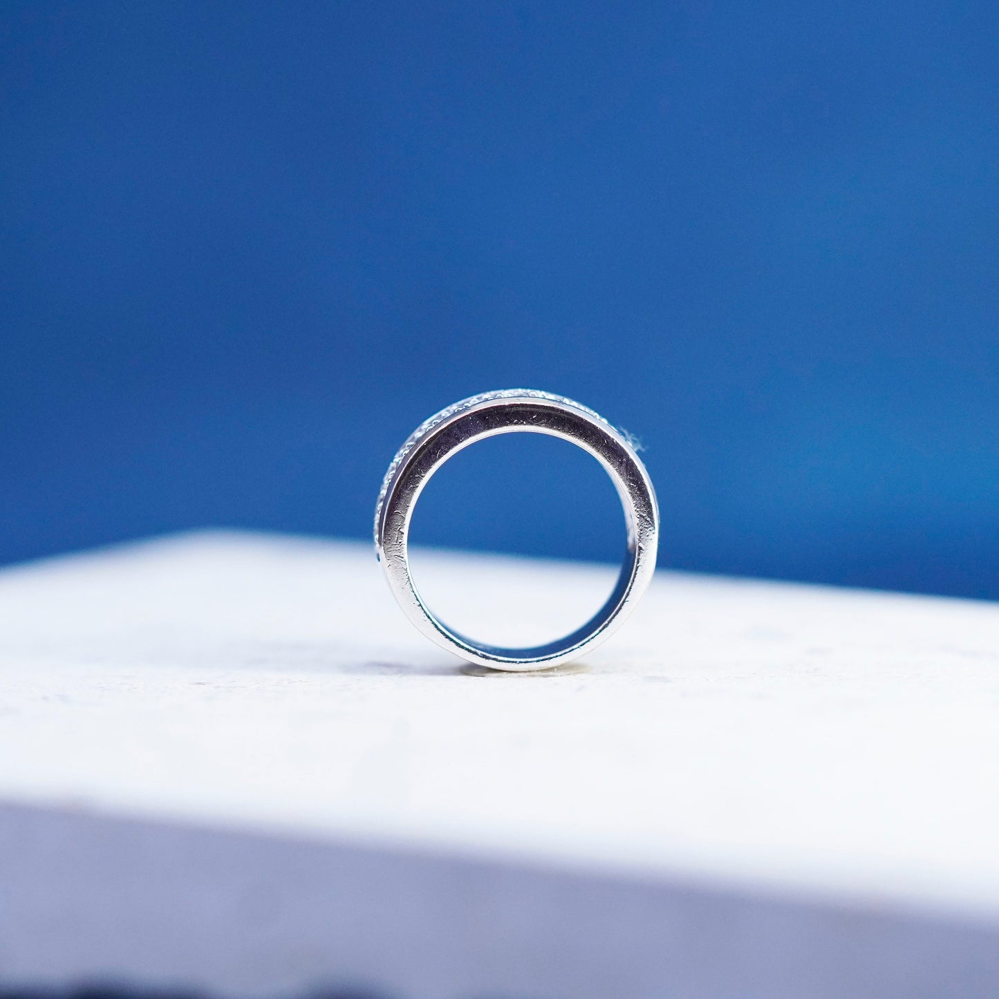 Size 5, vintage Sterling silver ring, 925 band with clear cz