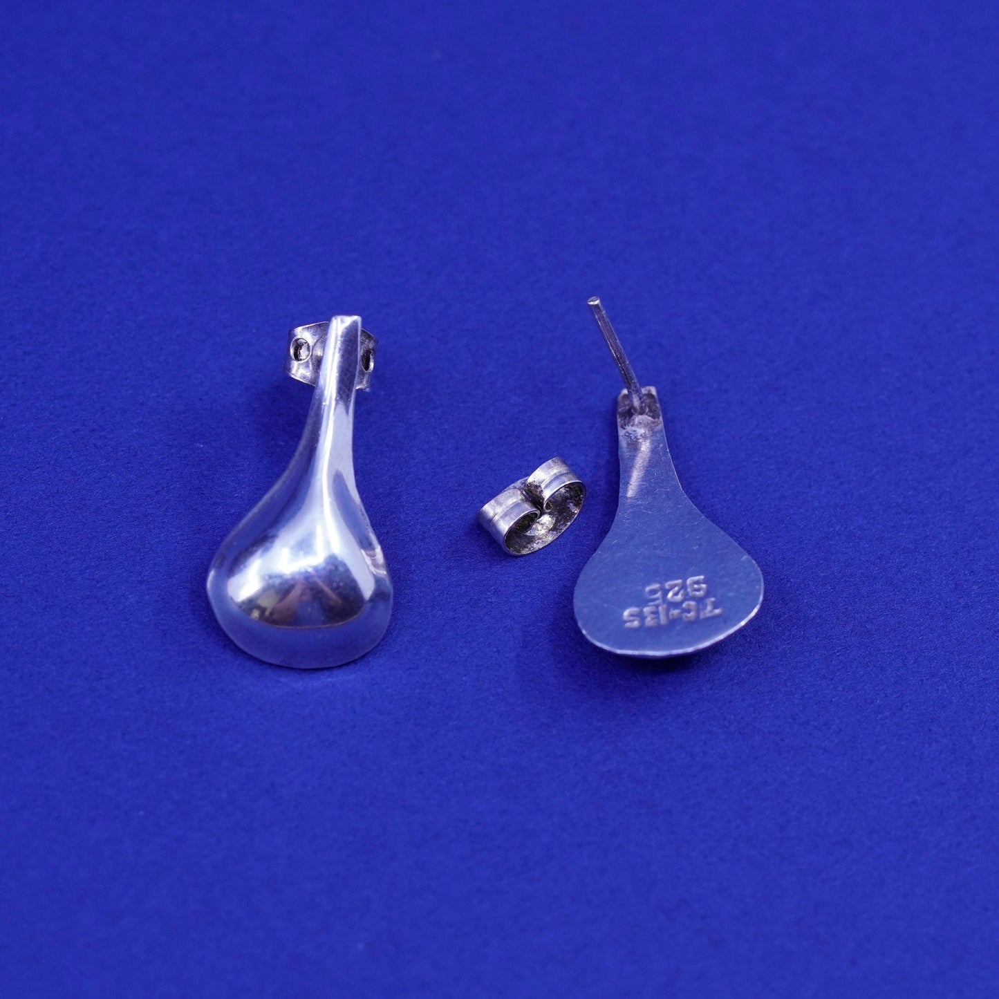 Vintage Mexico sterling silver handmade earrings, 925 teardrop drops