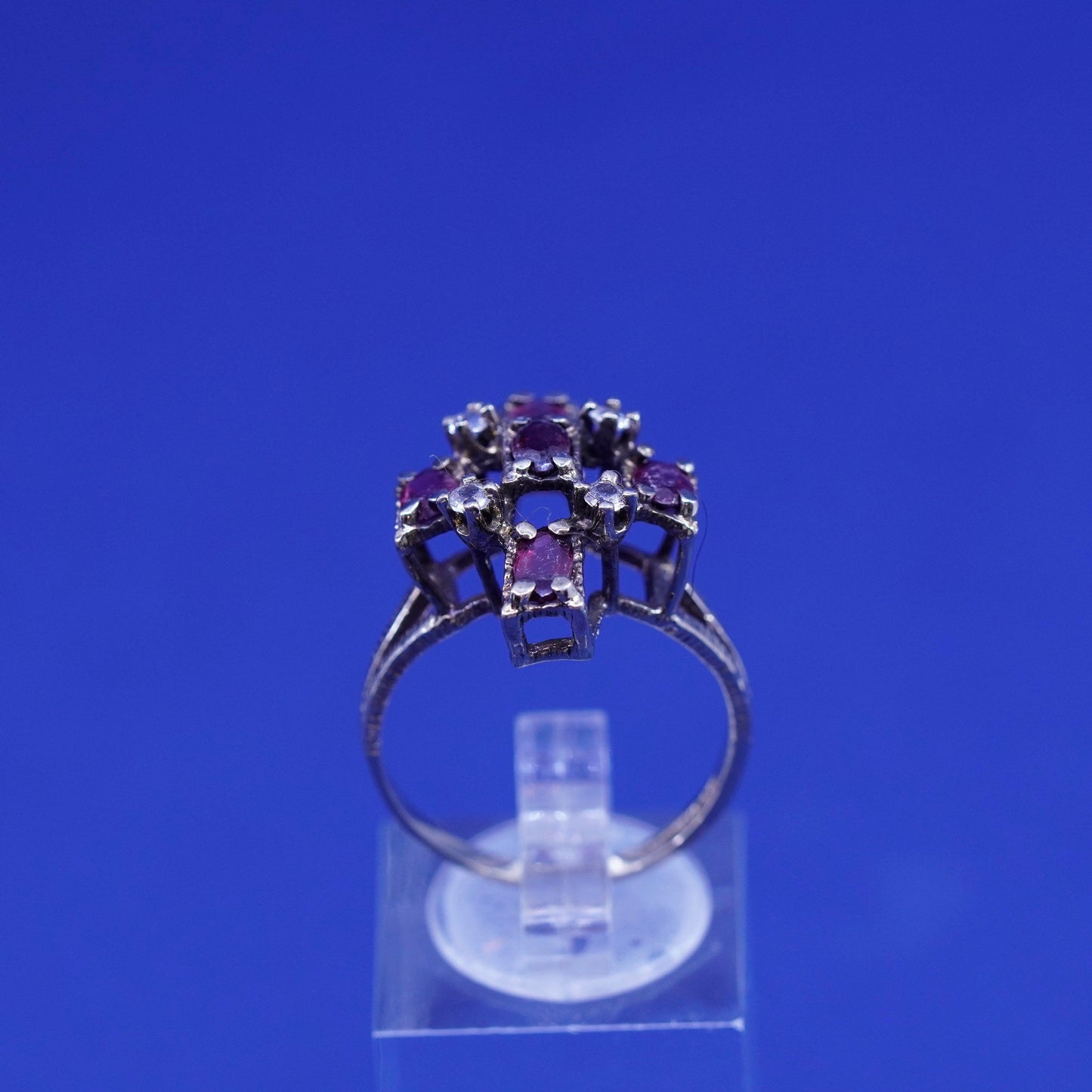 Size 9, vintage vermeil gold over sterling 925 silver ring with ruby and Cz