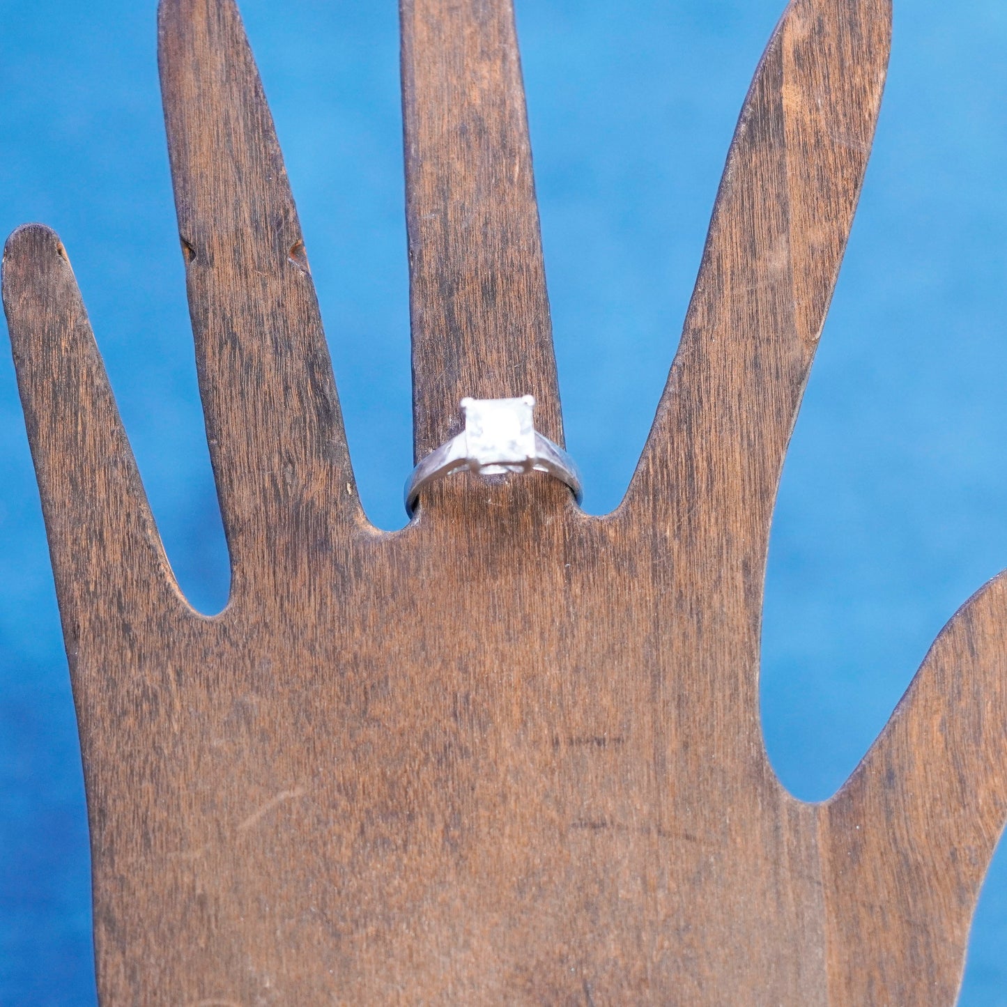 Size 7, vintage Sterling 925 silver handmade engagement ring with cz