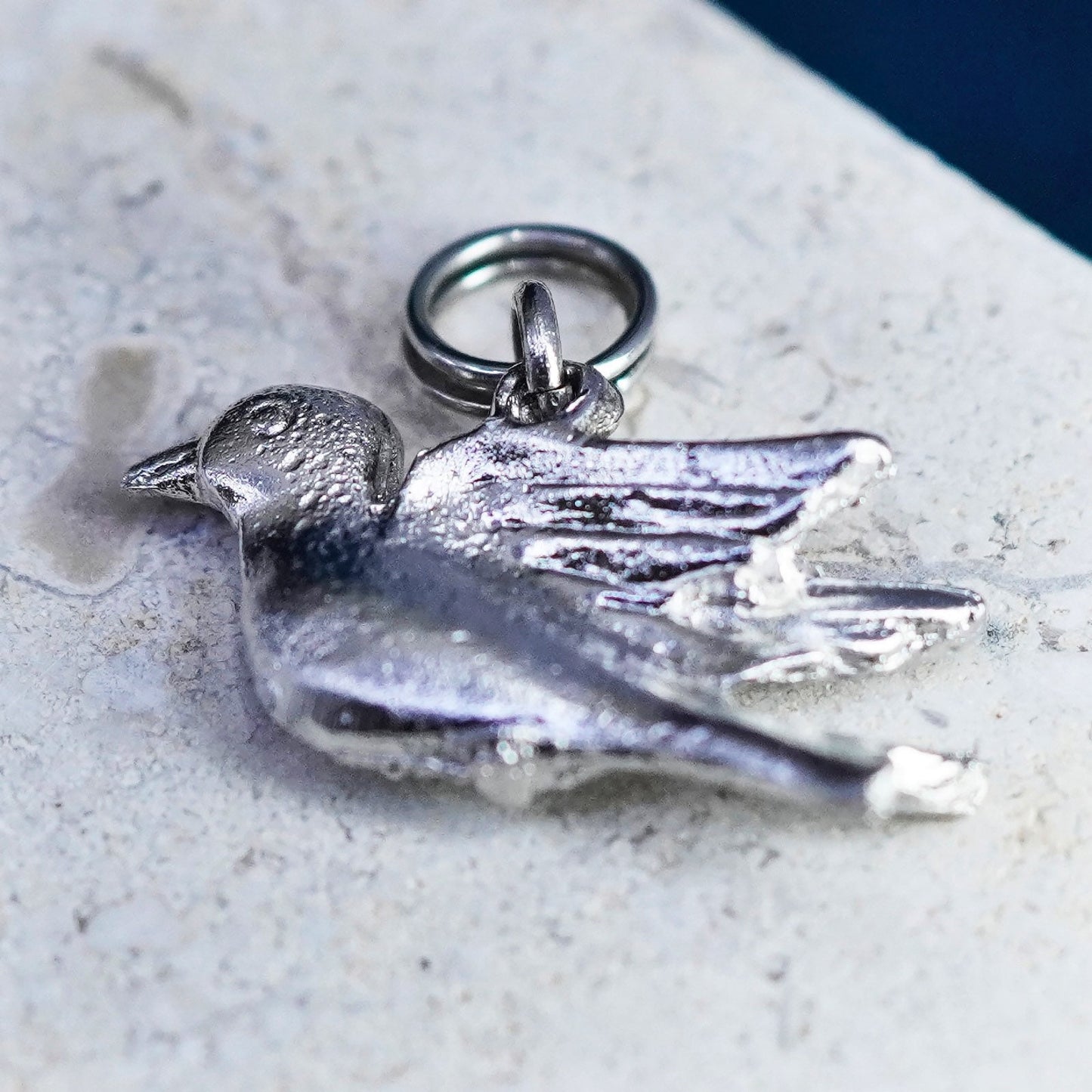 vtg sterling sterling silver handmade pendant, 925 bird charm with marcasite