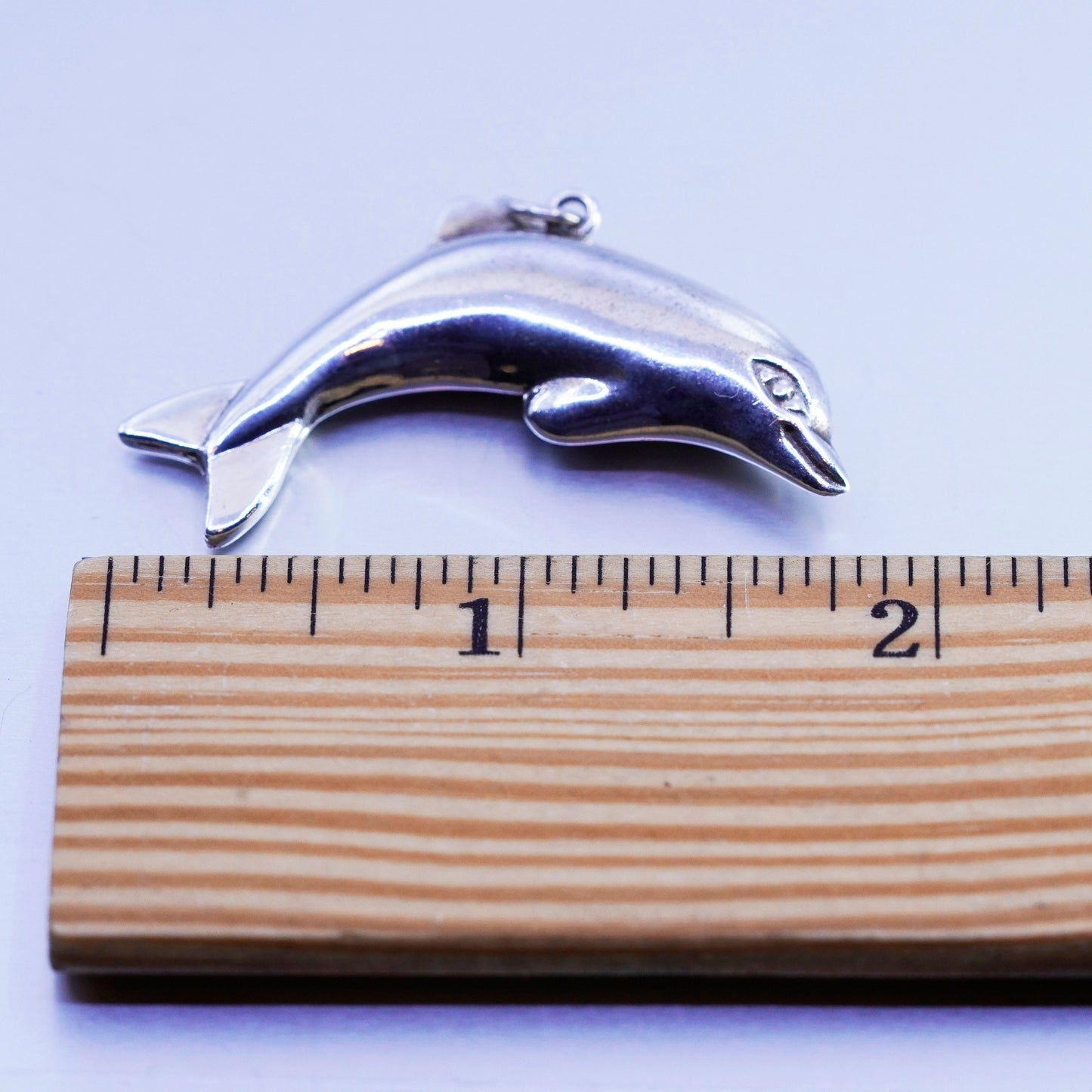 Antique Sterling silver handmade puffy 925 dolphin charm pendant