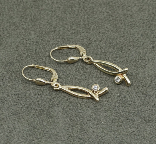 vtg gold over Sterling silver earrings, 925 w/ round cut Swarovski crystal