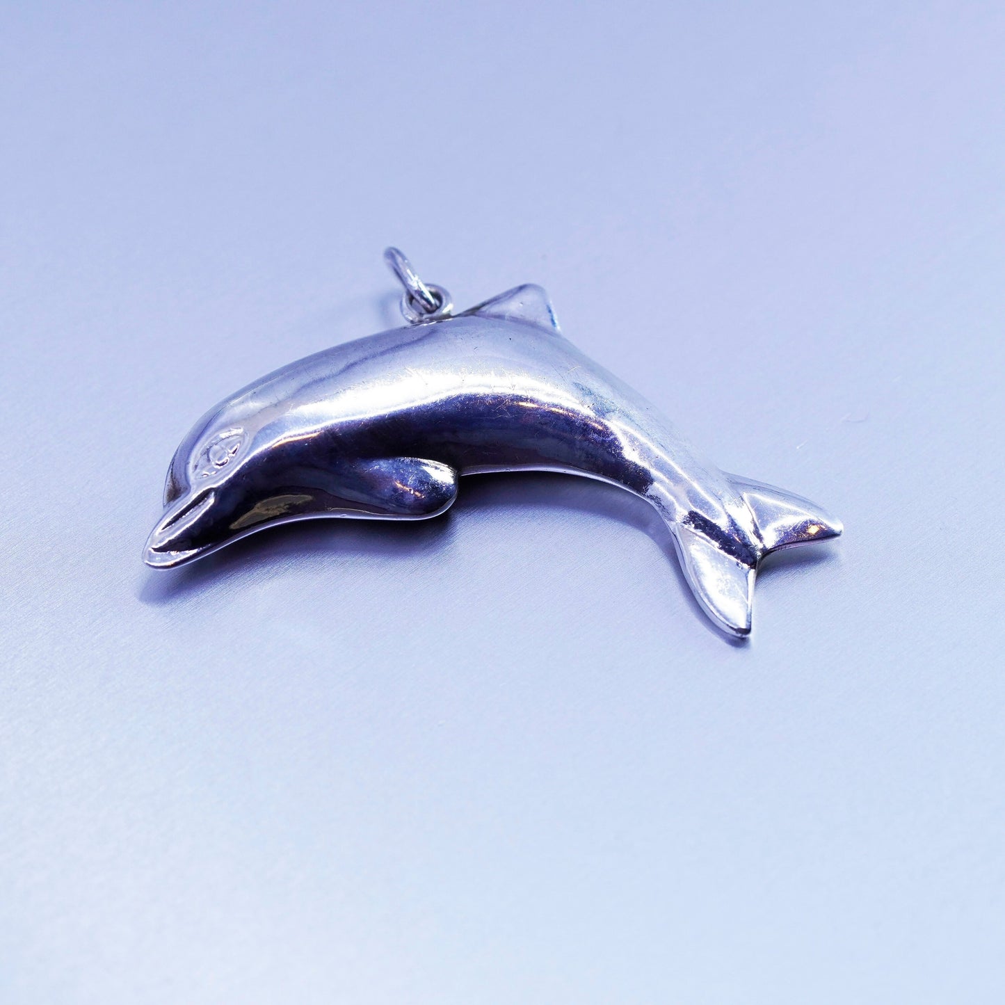 Antique Sterling silver handmade puffy 925 dolphin charm pendant
