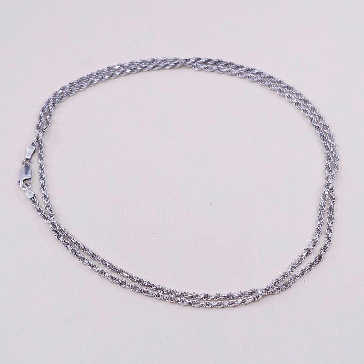 24”, 2.5mm, vintage OTC Sterling silver necklace, 925 diamond rope chain