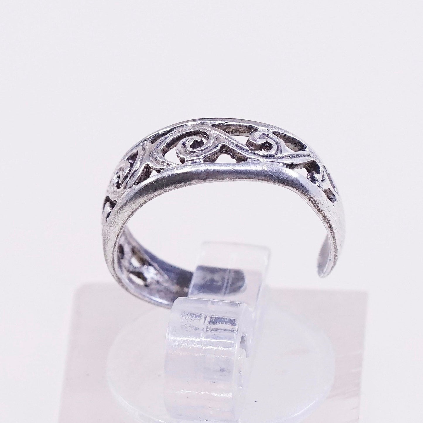 sz 2.5, vintage Sterling silver handmade ring, 925 filigree swirl band