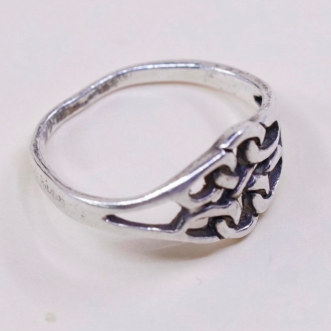 sz 5.25, vtg sterling silver handmade wired ring, 925 irish knot band