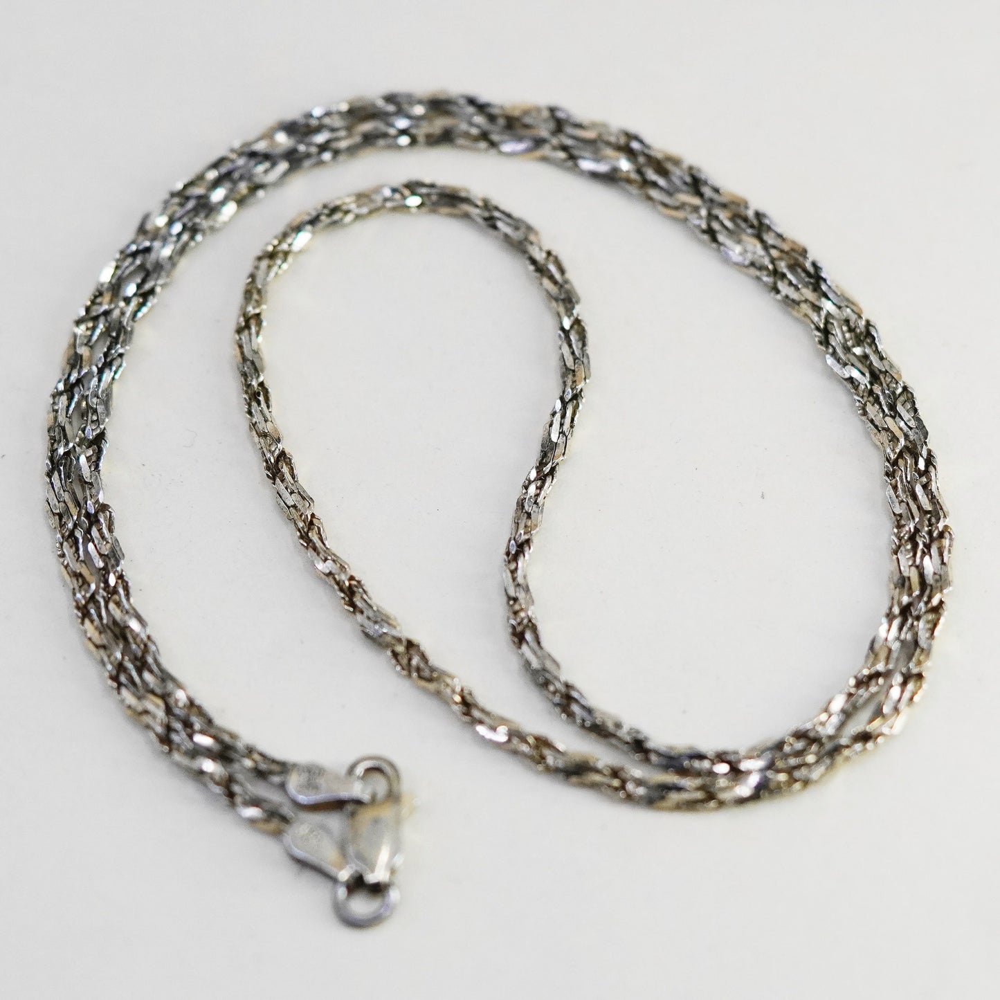 18”, 2mm, vintage Sterling silver necklace, 925 twisted rope chain