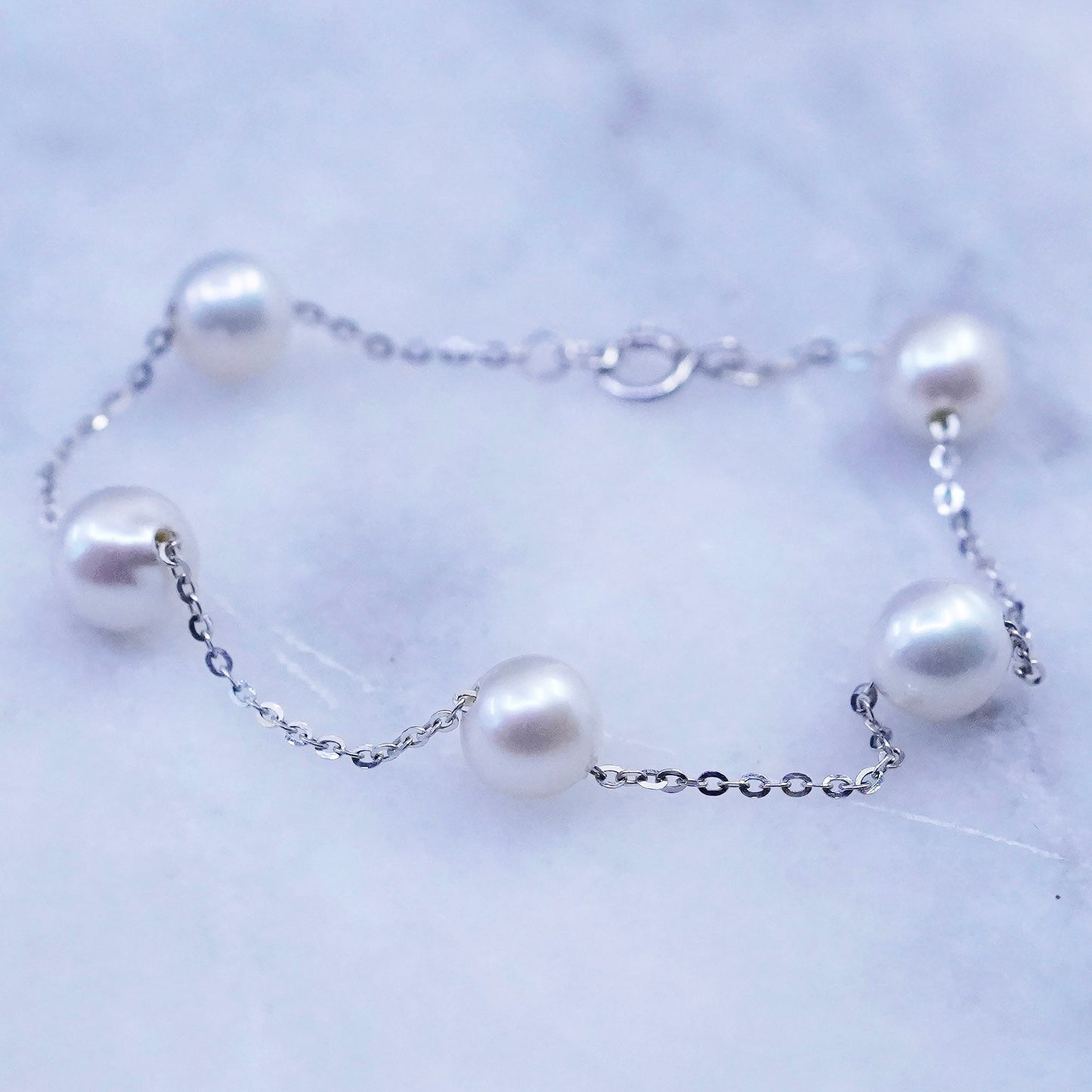 6”, Sterling silver handmade bracelet, 925 clasp with freshwater pearl beads