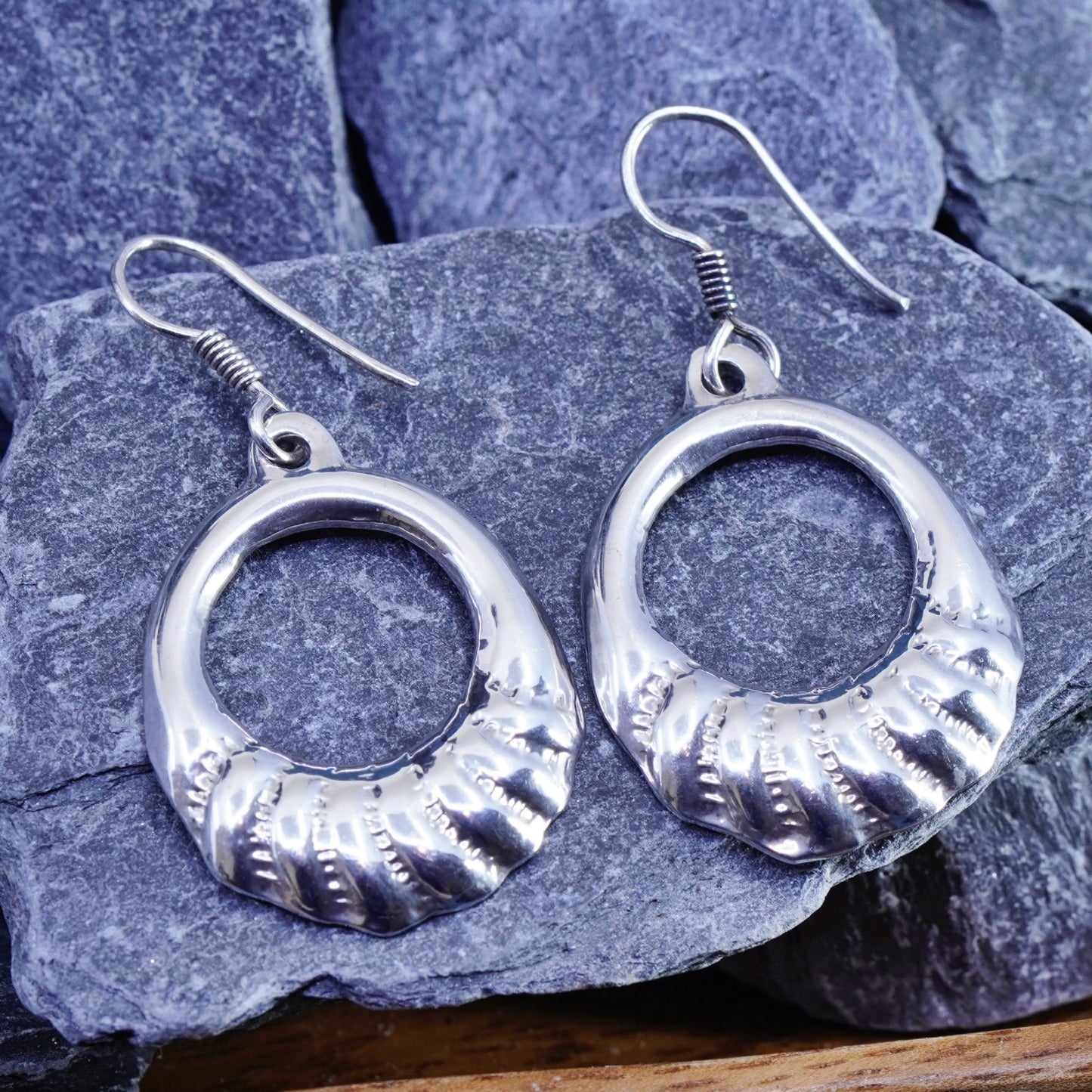 Vintage Sterling silver handmade earrings, 925 shell drops