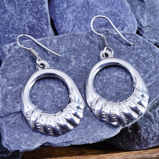 Vintage Sterling silver handmade earrings, 925 shell drops