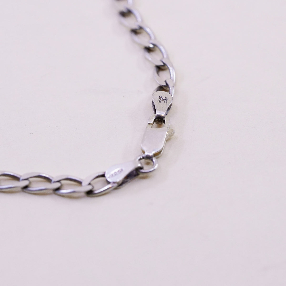 7.25”, Vintage milor sterling silver flatten curb bracelet, bold 925 men chain