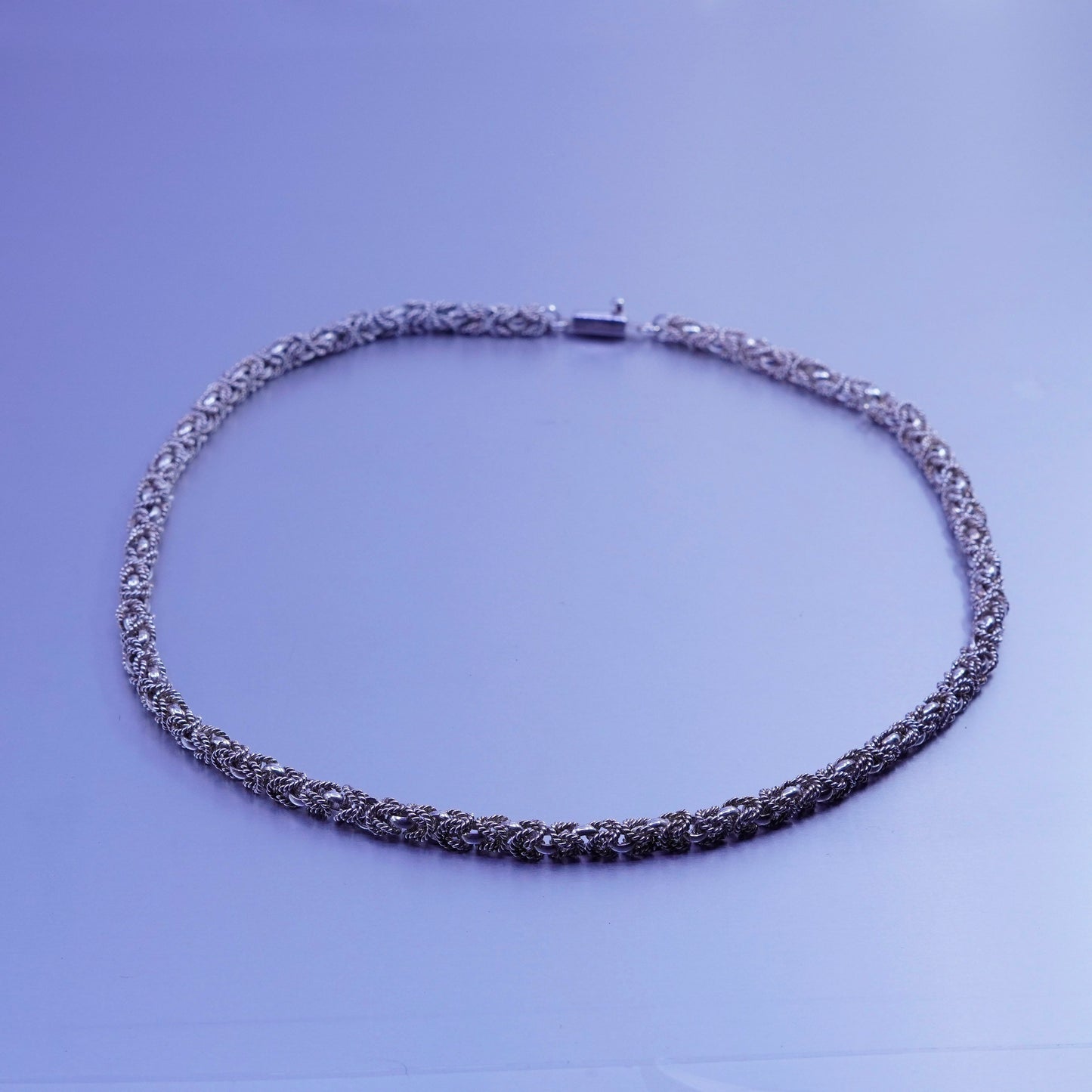 22” 7mm, Mexico Sterling 925 silver handmade birdcage Byzantine chain necklace