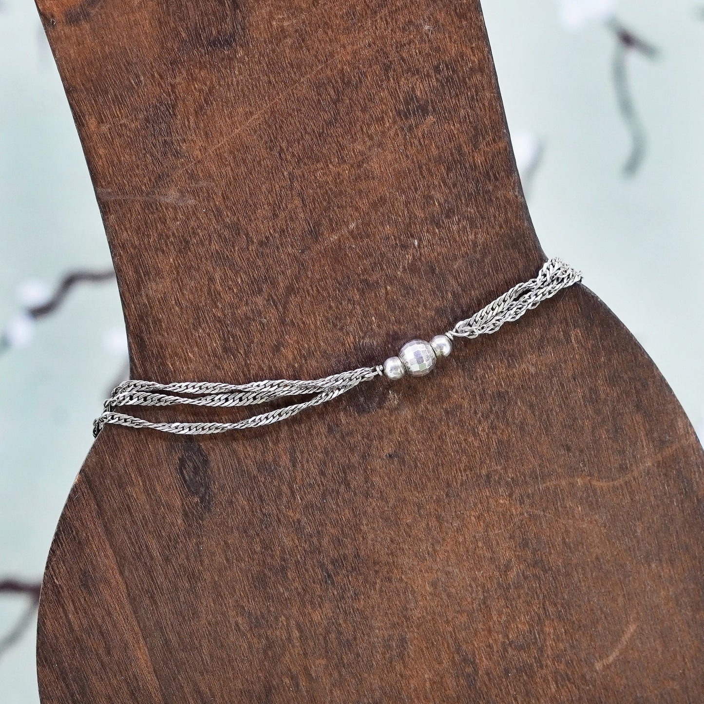 7.25”, Italy multi strands sterling silver bracelet, 925 twisted curb links
