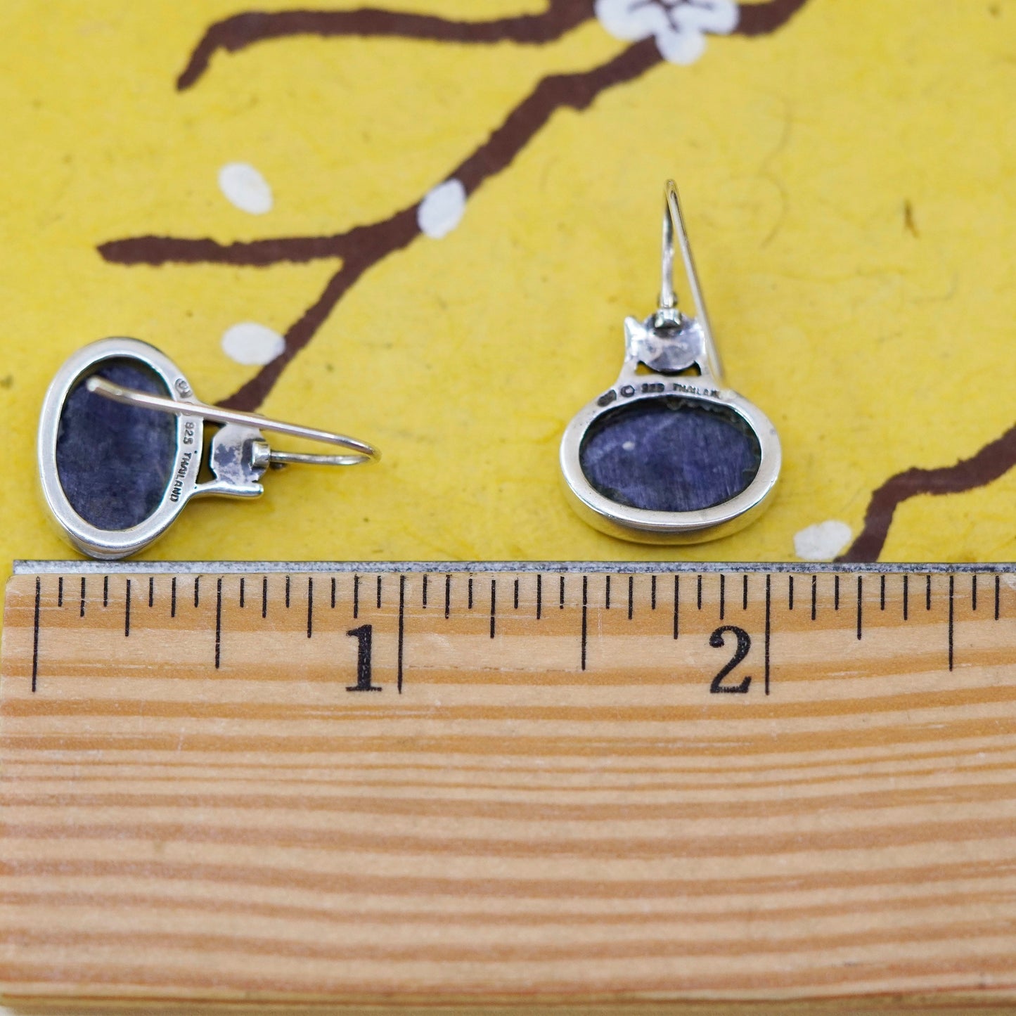 Vintage Sterling 925 silver handmade earrings with Sodalite and pearl
