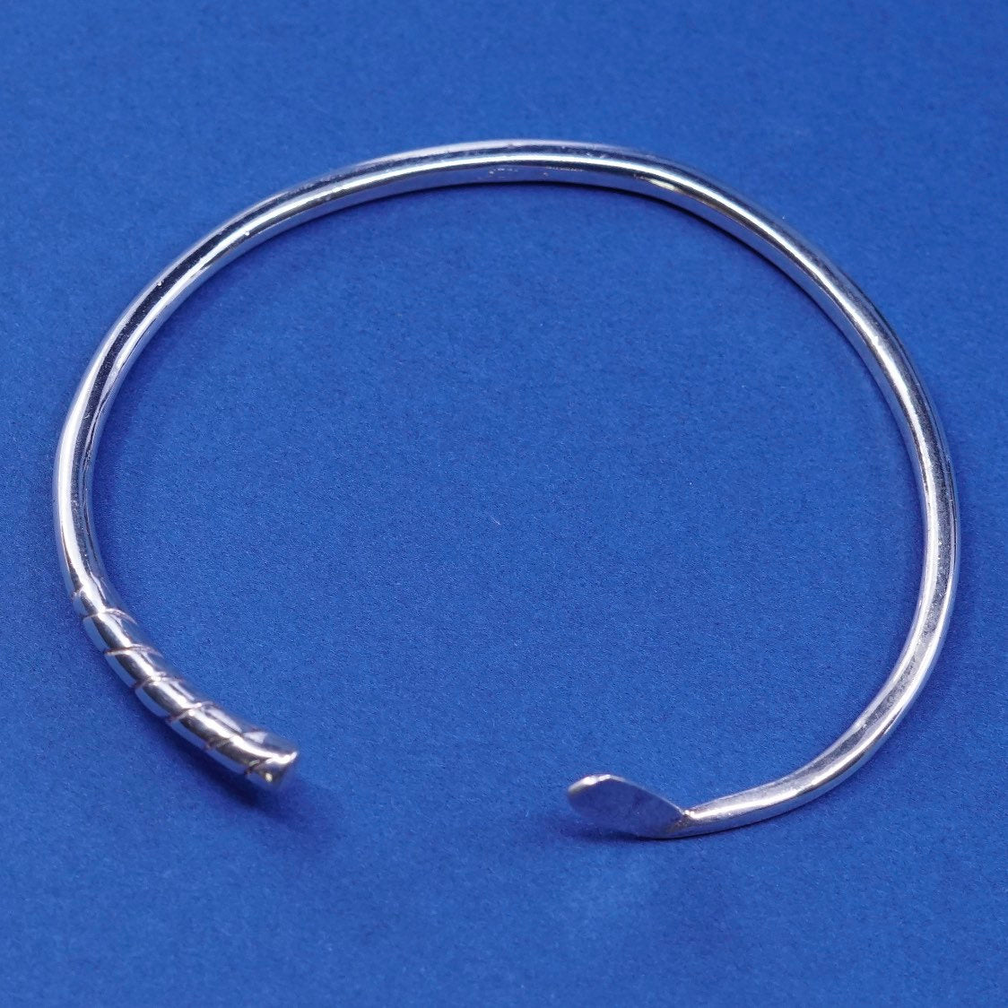 7”, vtg sterling silver handmade bracelet, 925 gold club cuff