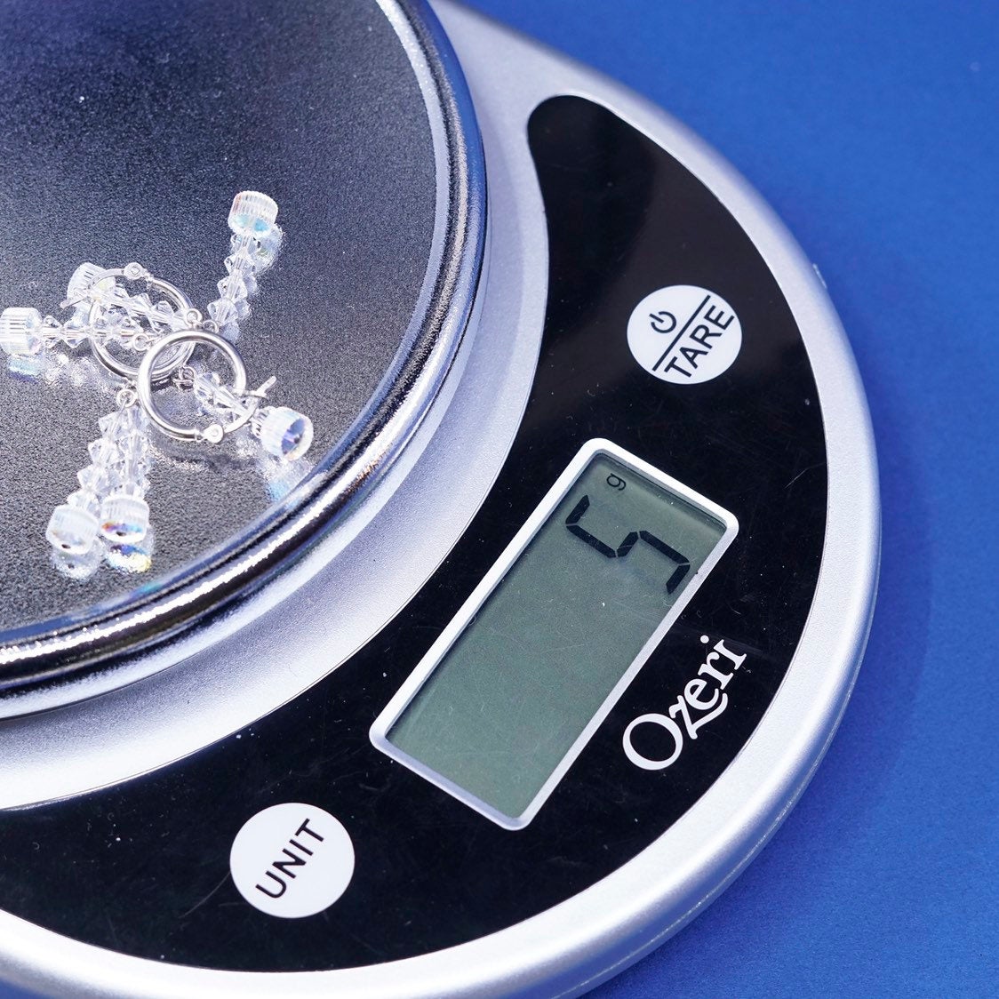 0.5", Sterling silver handmade earrings, 925 hoops w/ crystal bead dangle