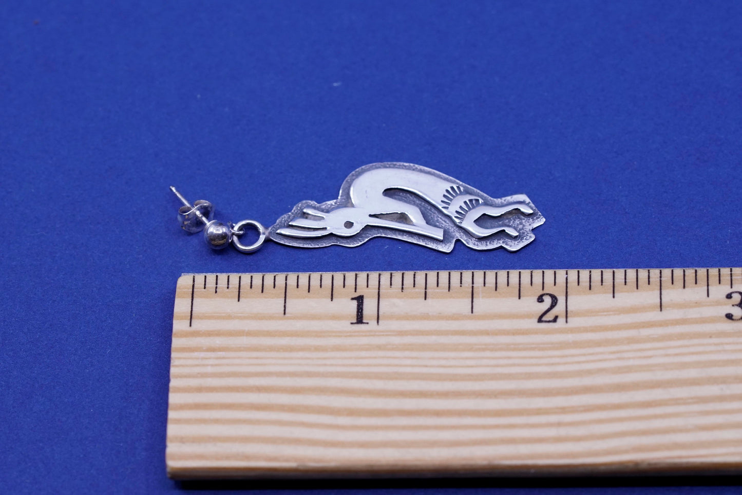 Native American Sterling silver Handmade earrings, 925 Kokopelli Dangles
