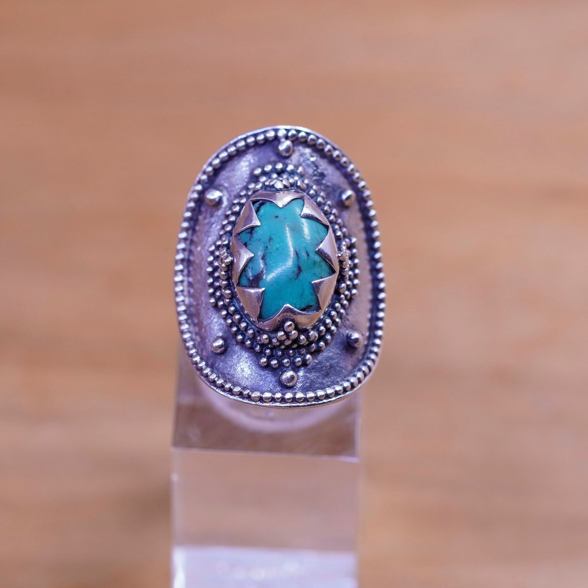 Size 6.5, Eddie Chee Sterling 925 silver statement ring, Native American, Navajo