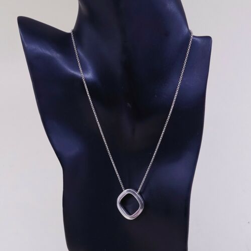 16+1”, 925 italy dyadema Sterling Silver Circle Chain Necklace W/ Ring Pendant