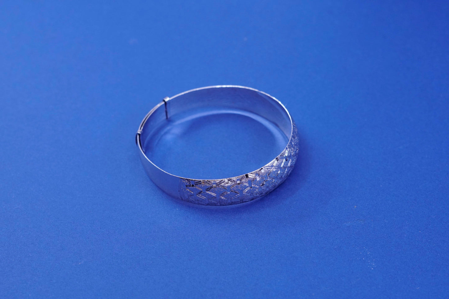 7.5”, vintage sterling silver handmade bracelet, 925 textured bangle
