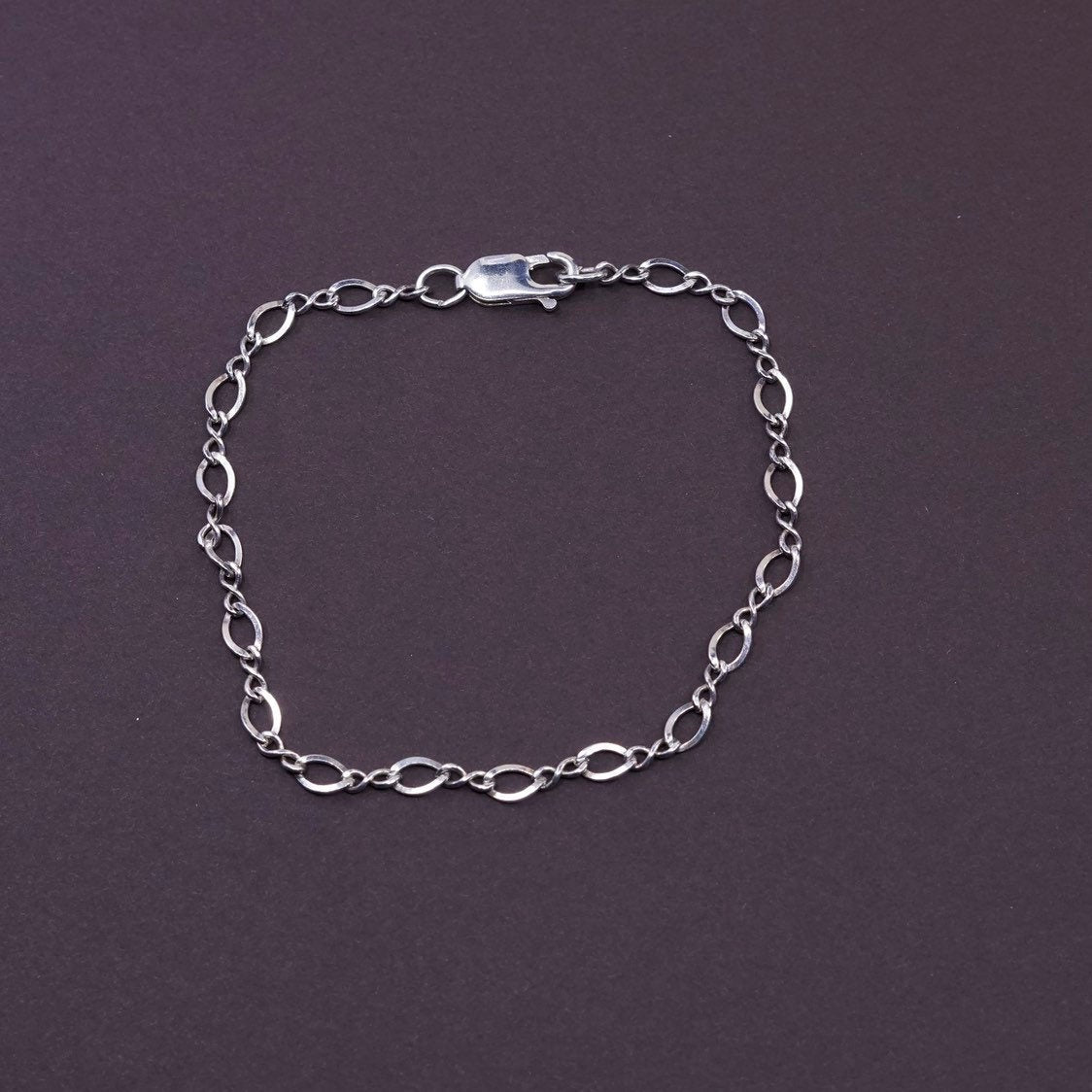 7.75", 4mm Sterling silver handmade bracelet, 925 figaro chain, stamped 925