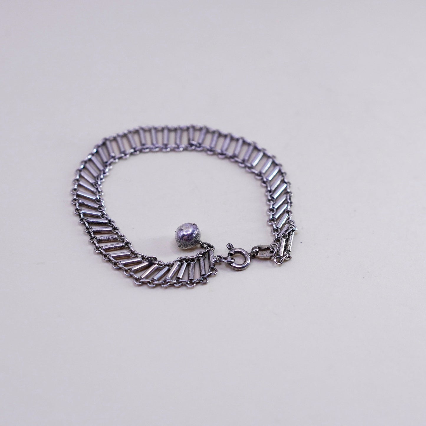 6.75”, Vintage sterling silver bracelet, 925 chain with chime bell charms