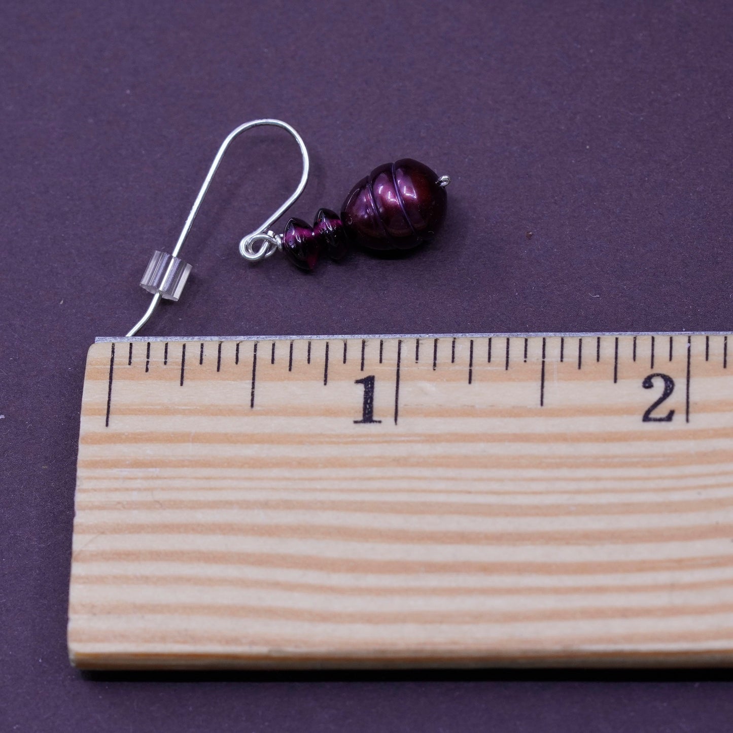 Vintage Sterling 925 silver handmade earrings with red pearl and garnet