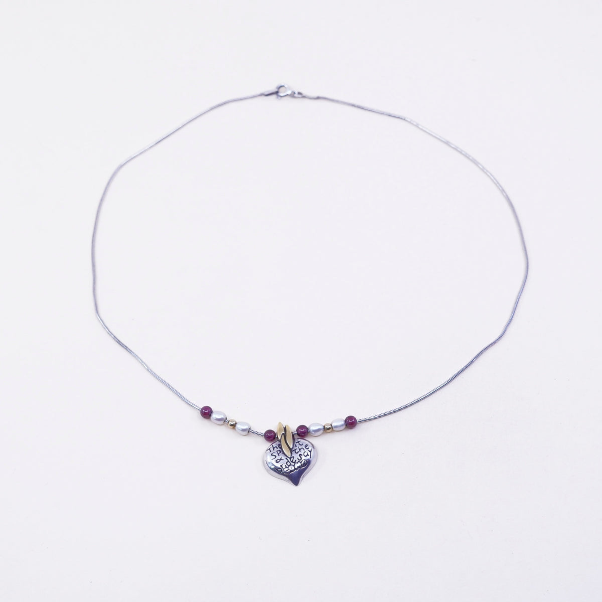 18”, Sterling Silver & 10k Gold Necklace Israel Y.S. Blessed heart spirit bride