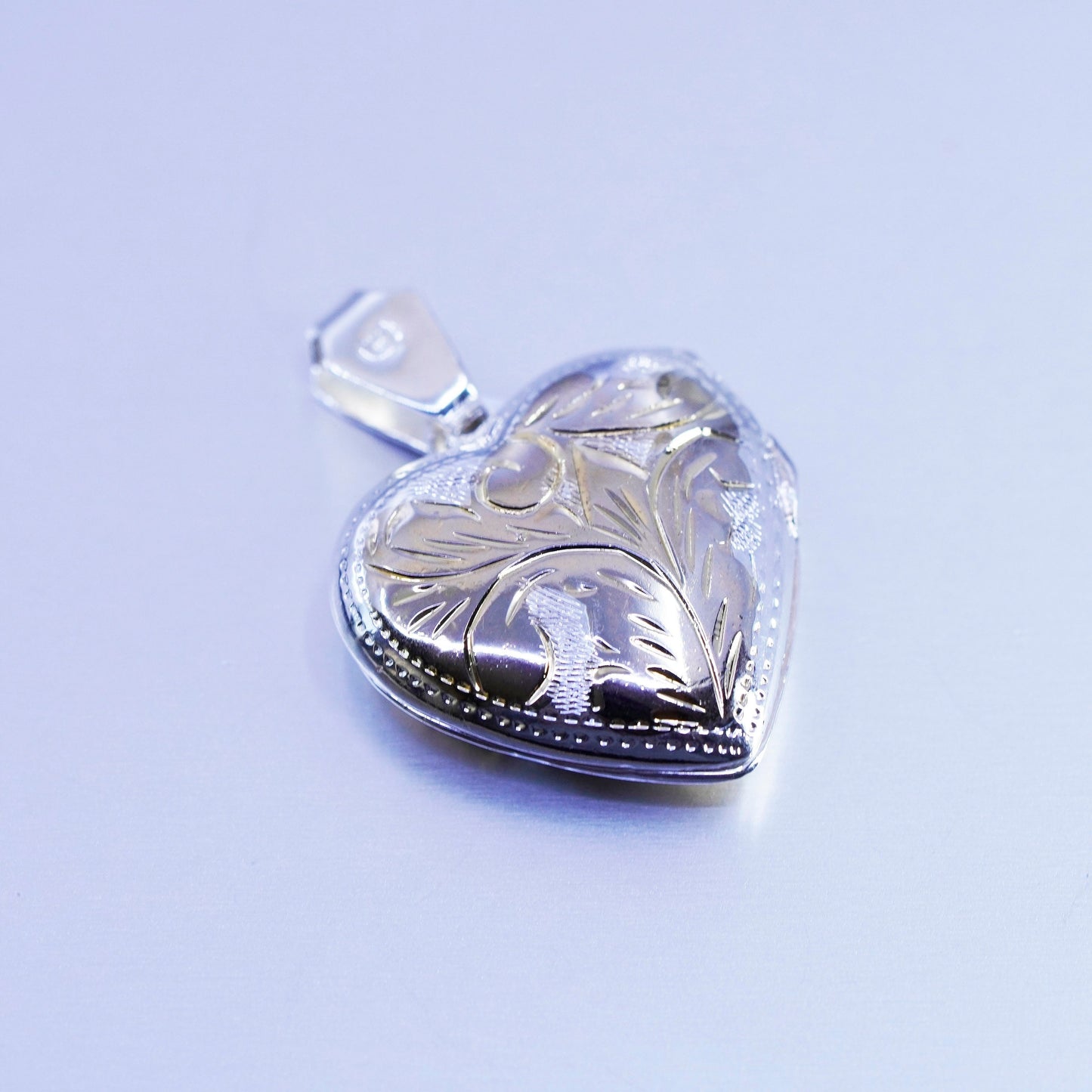 Antique two tone Sterling silver charm, flower textured 925 photo locket