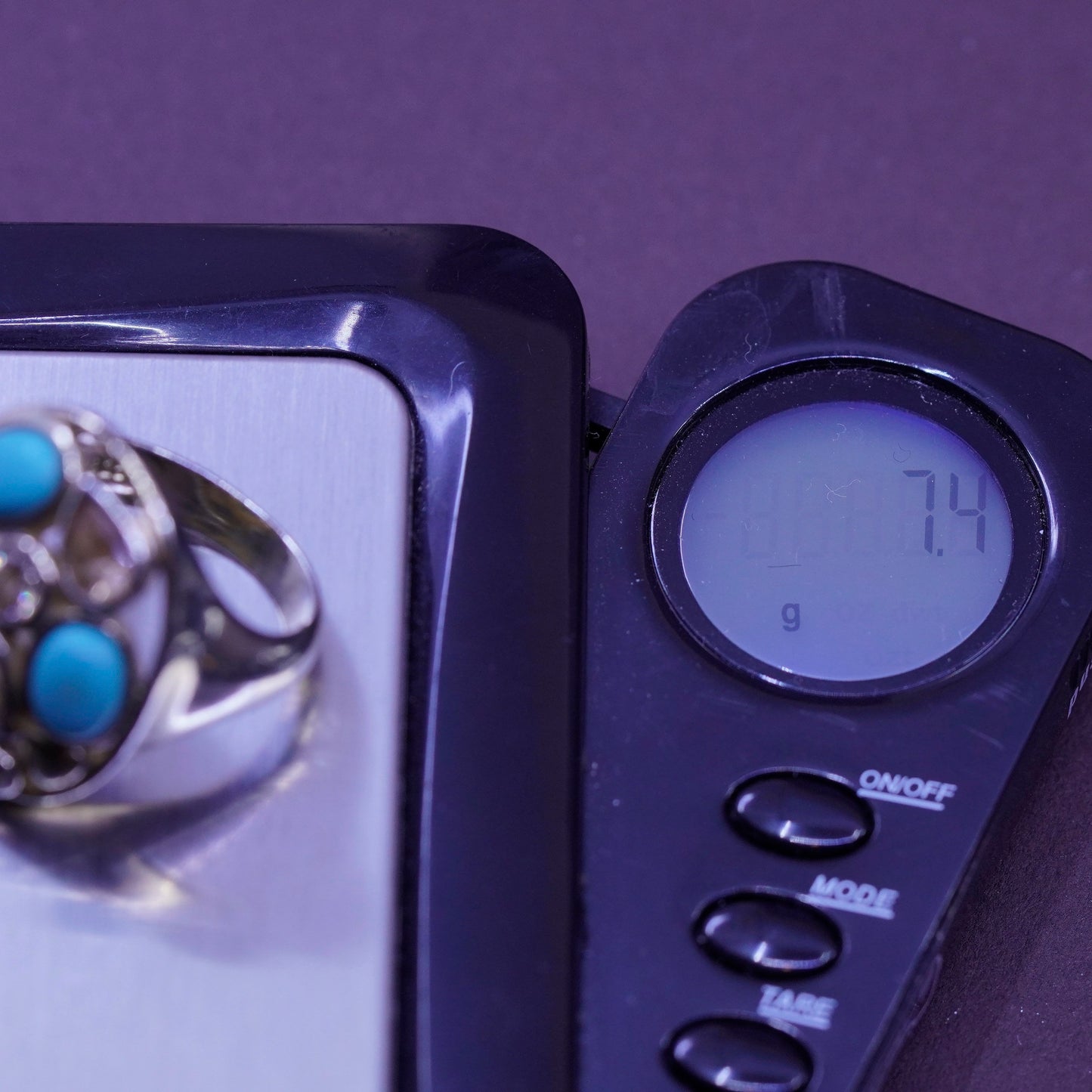 Size 5.75, vintage Native American Sterling silver handmade ring turquoise cz