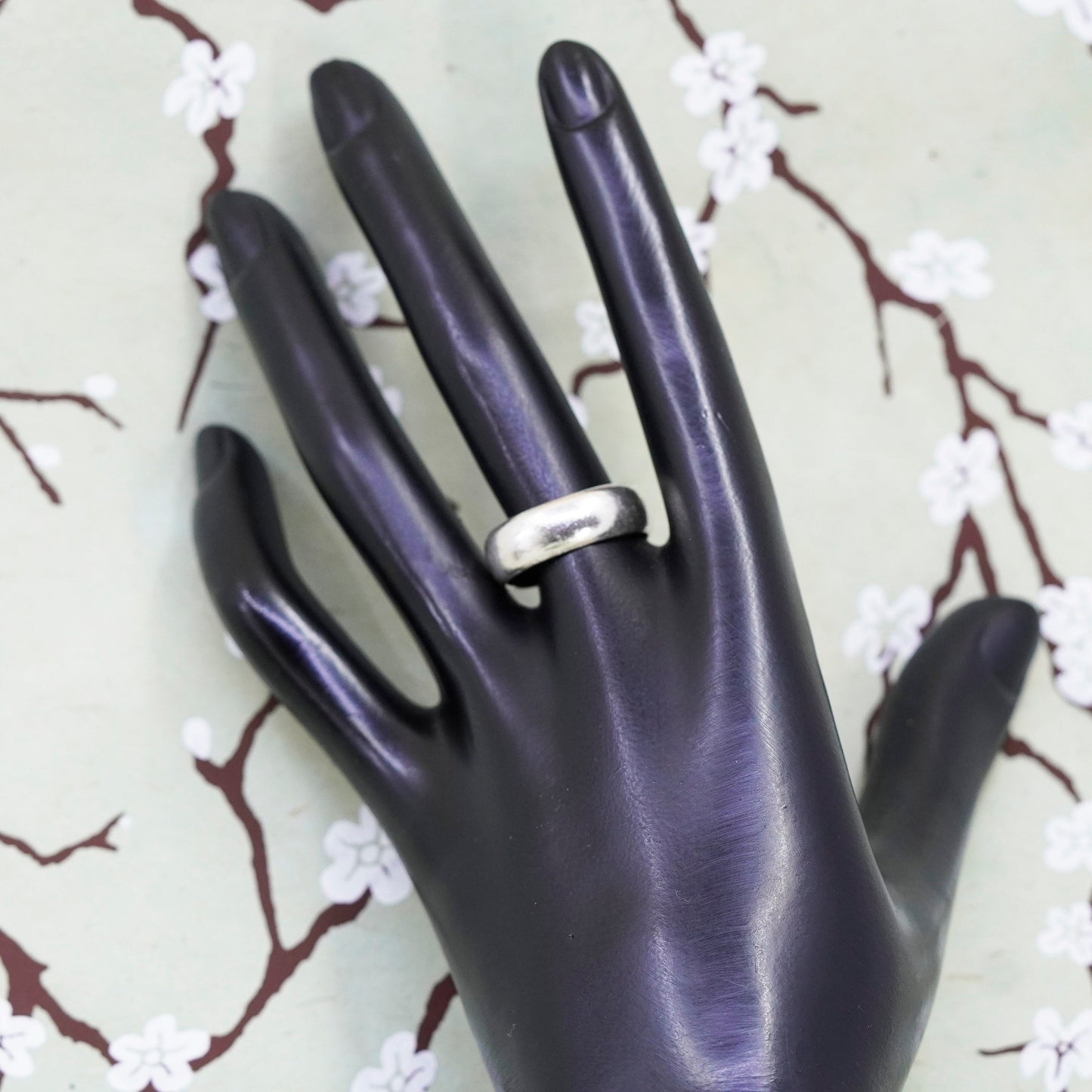 Size 8.5, Vintage sterling silver handmade ring, 925 wedding band