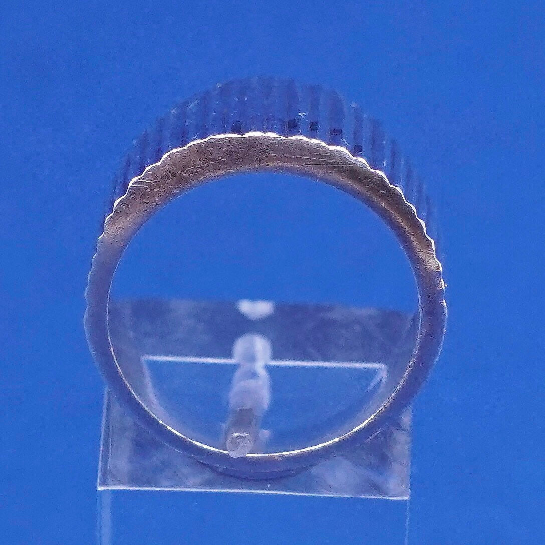 Size 7, vtg Sterling silver handmade ribbed ring, mexico 925 statement band