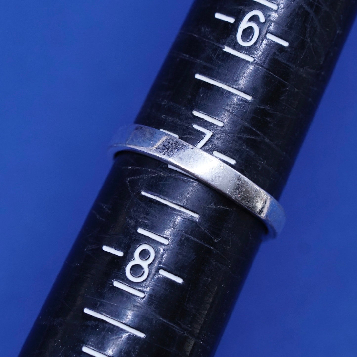 Size 7, vintage sterling silver handmade ring, 925 heart band