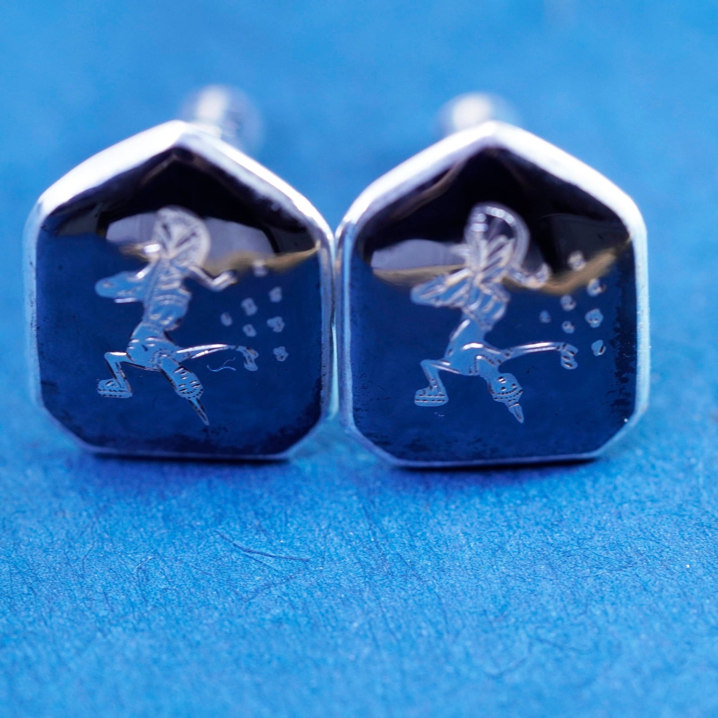 Siam Indian goddess sterling silver Handmade cufflinks, hexagram 925 cuff links
