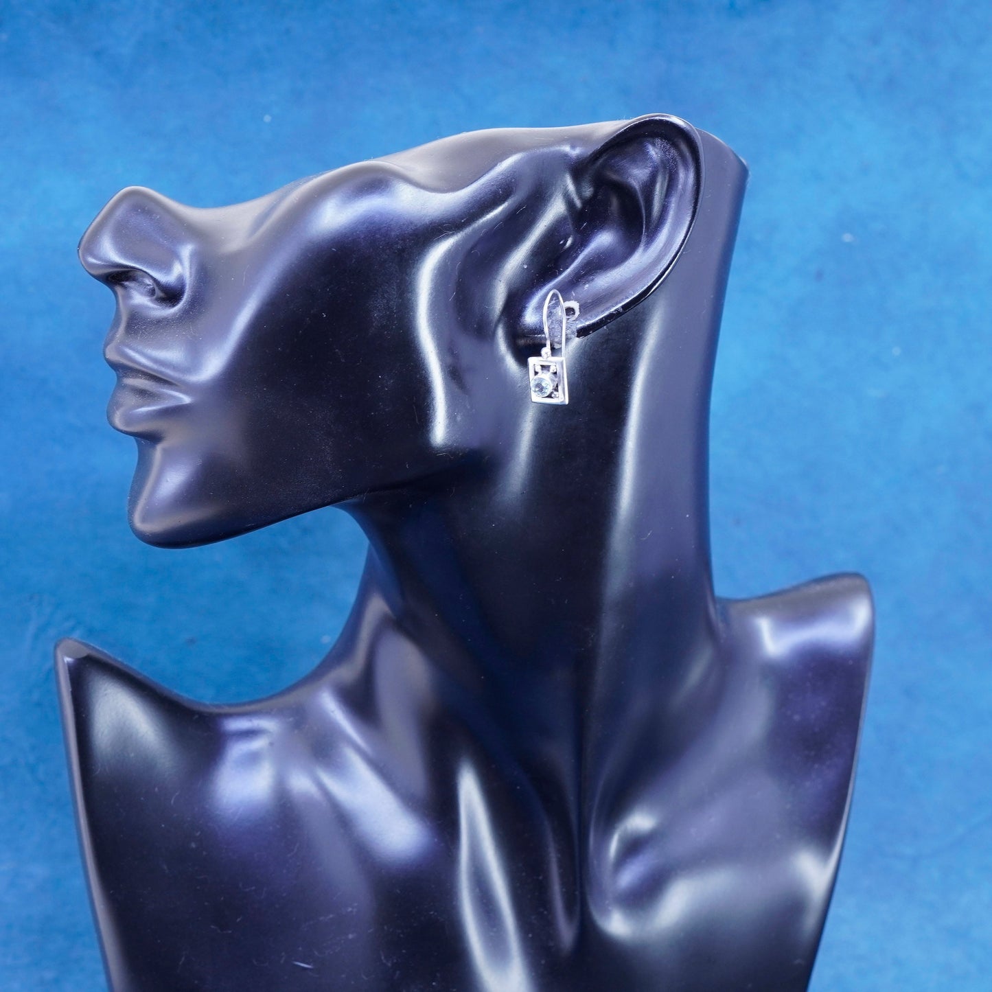 Vintage sterling 925 silver earrings with cz dangles