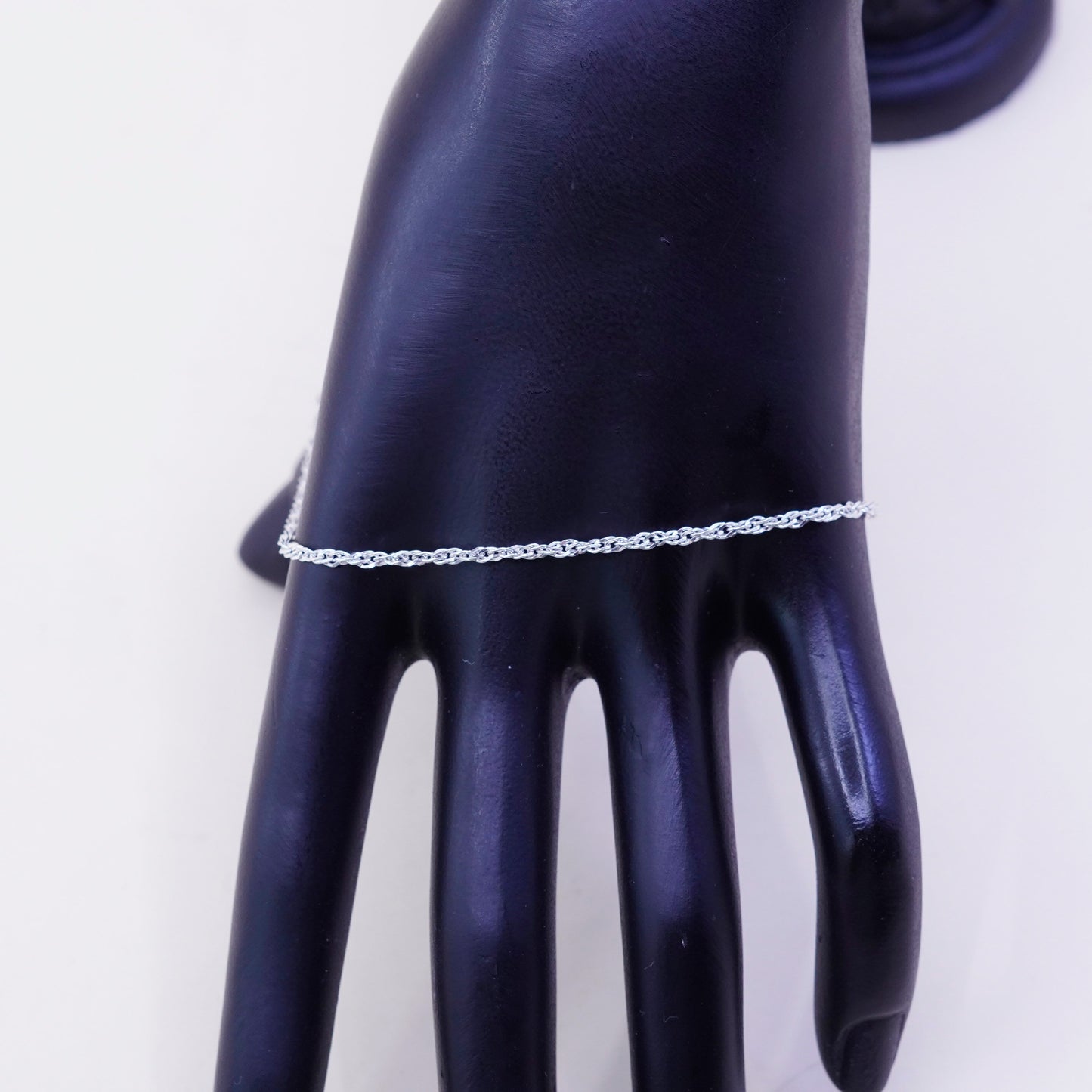 9”, 1.6mm, Vintage sterling silver bracelet, twisted curb link anklet