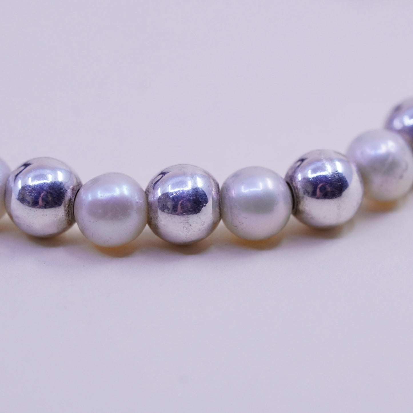 6.75”, Vintage handmade bracelet, pearl beads with 925 beads and toggle closure