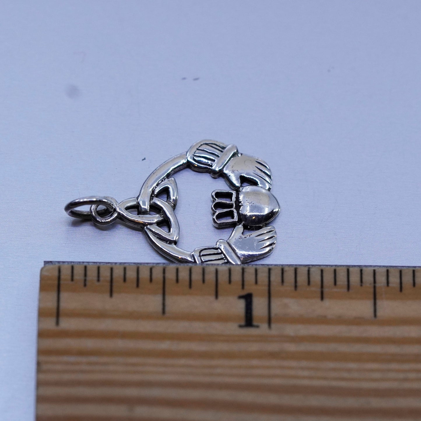 Irish Claddagh friendship Sterling 925 silver pendant, hand holding heart charm