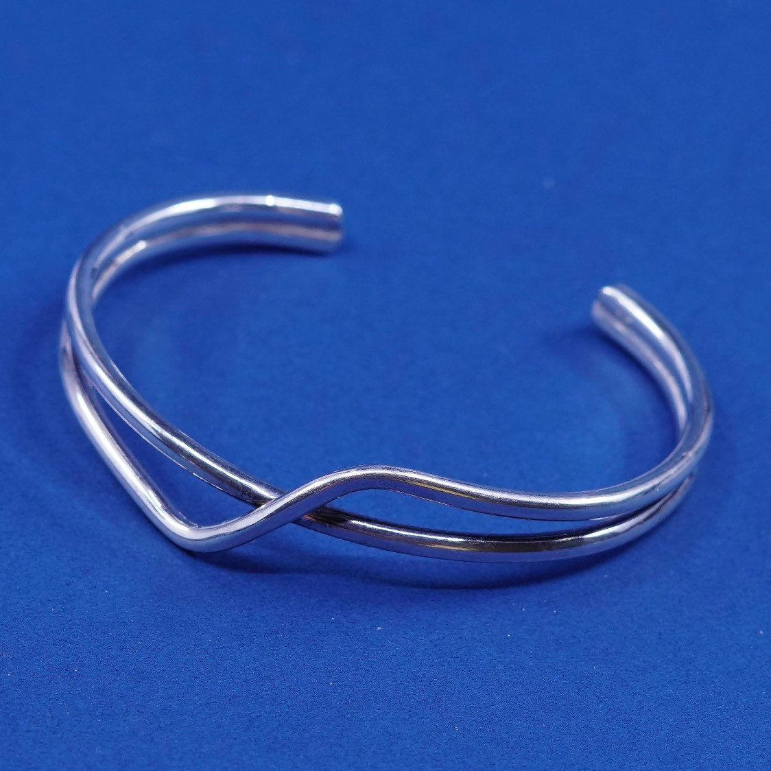 7", vtg Sterling silver handmade bracelet, 925 entwined knot cuff